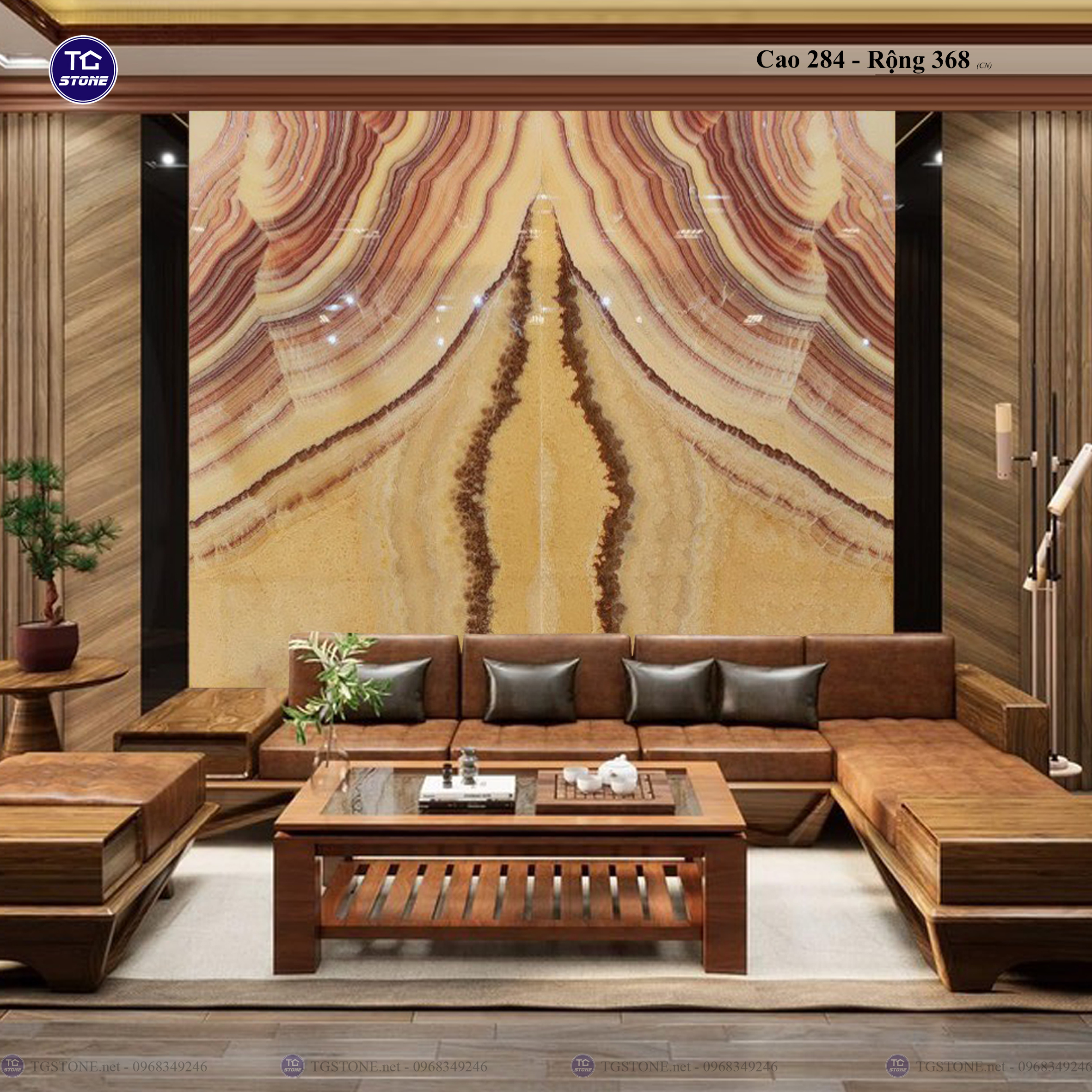 Tranh Đá Đối Xứng Tự Nhiên Xuyên Sáng Onyx 426
