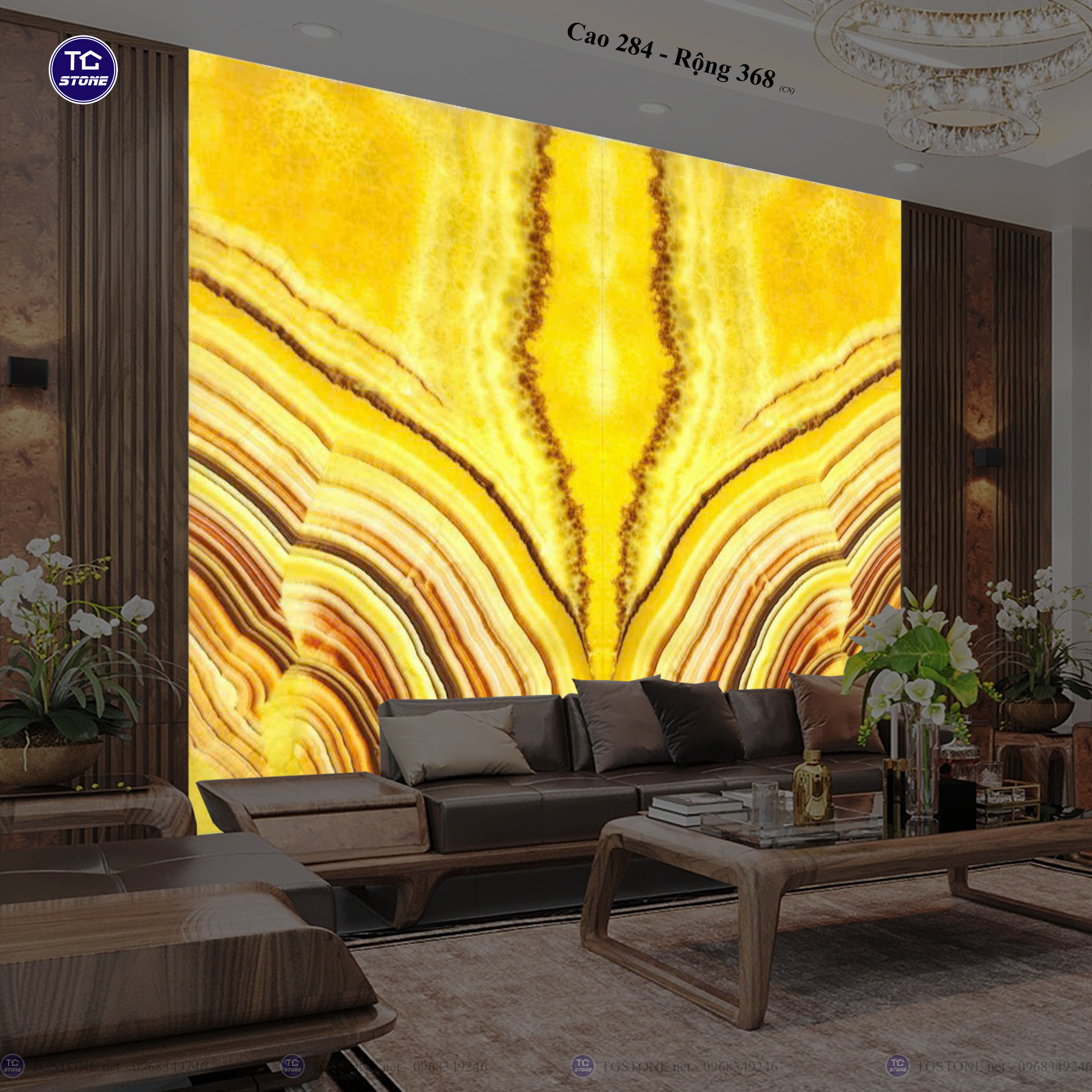 Tranh Đá Đối Xứng Tự Nhiên Xuyên Sáng Onyx 429