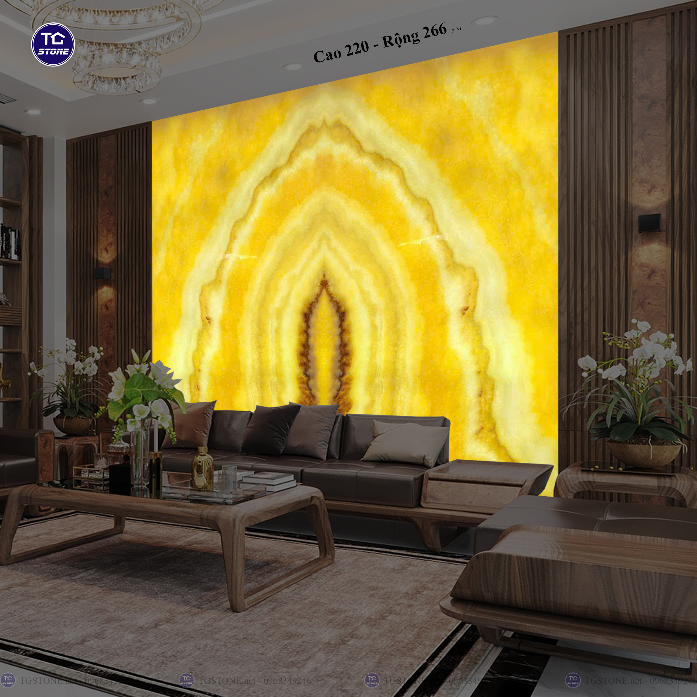 Tranh Đá Đối Xứng Tự Nhiên Xuyên Sáng Onyx 432