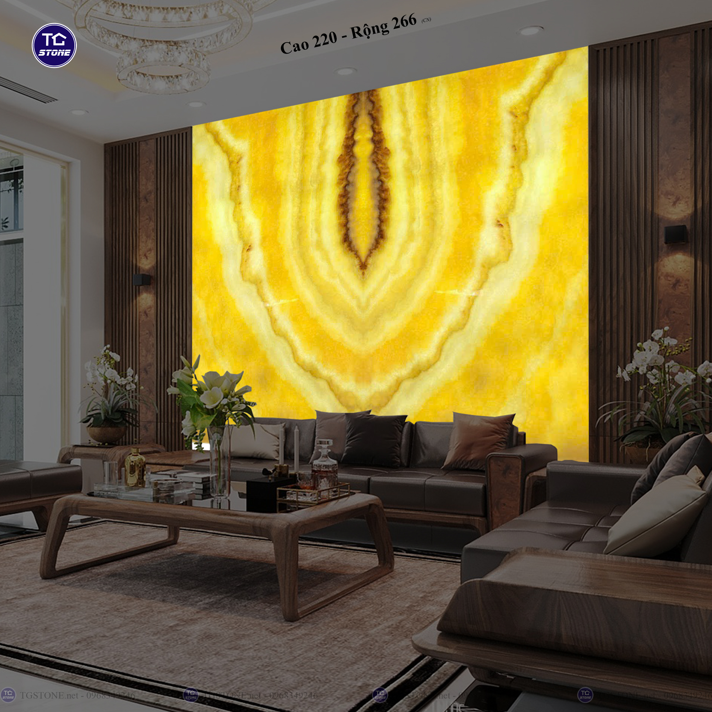 Tranh Đá Đối Xứng Tự Nhiên Xuyên Sáng Onyx 433