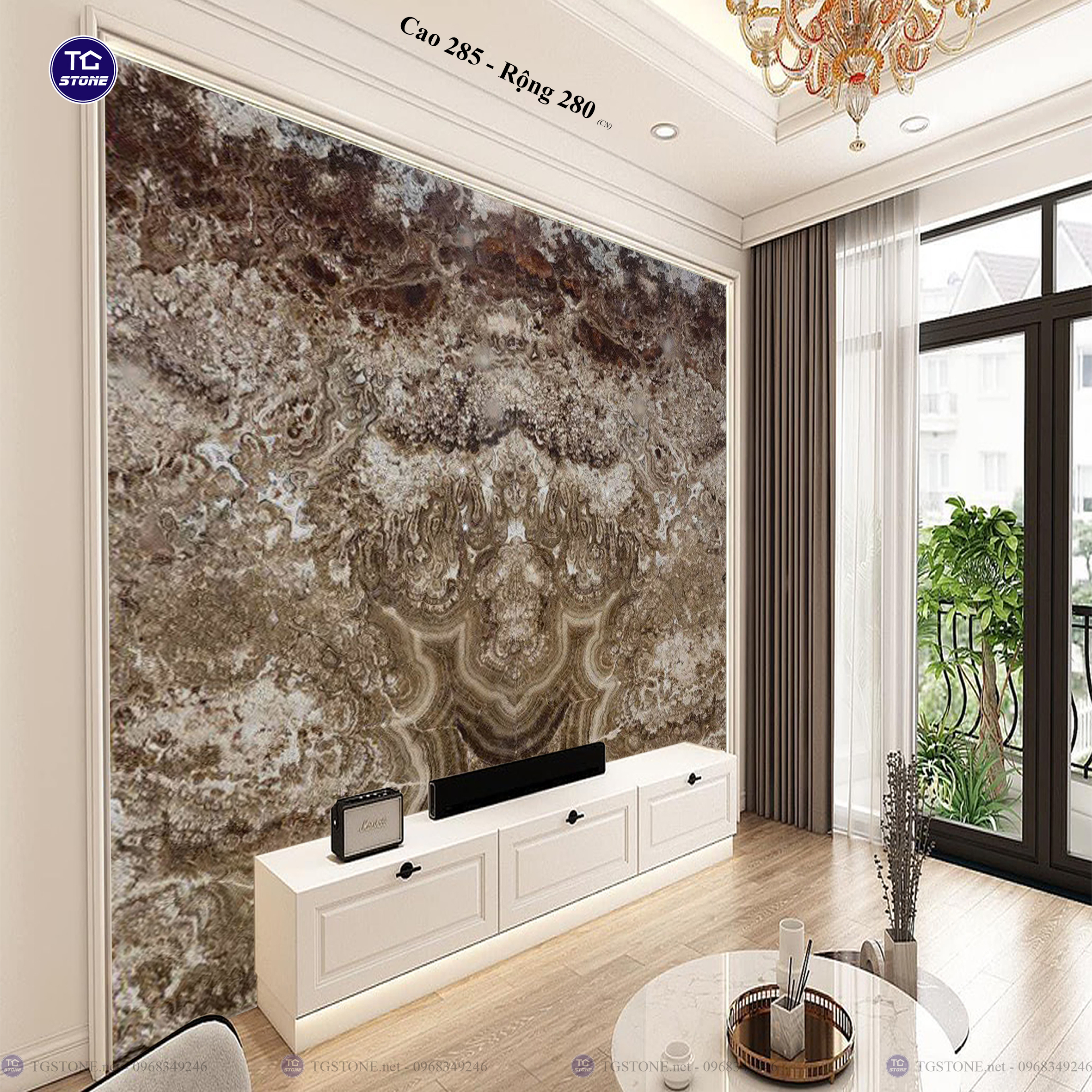 Tranh Đá Đối Xứng Tự Nhiên Xuyên Sáng Onyx 438