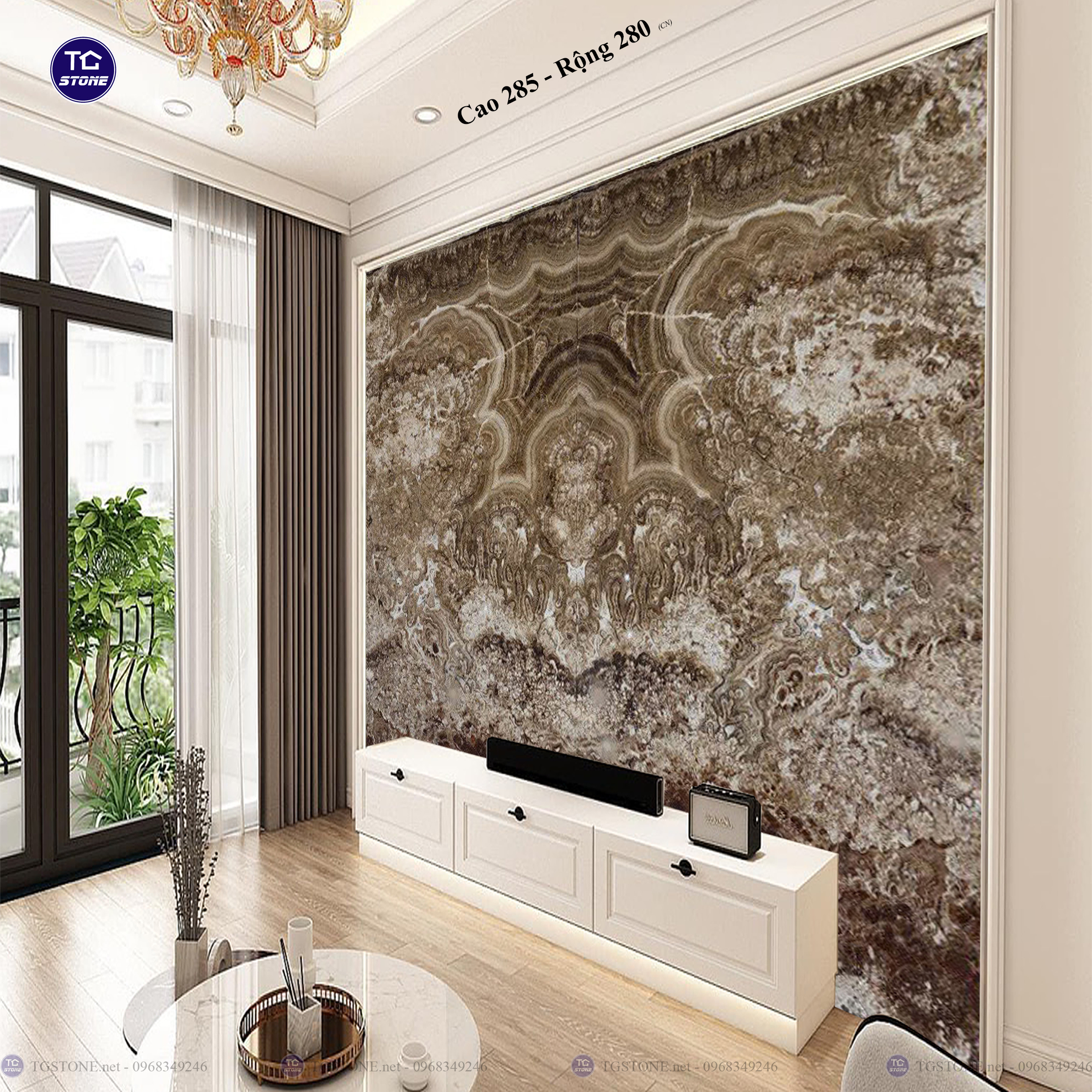 Tranh Đá Đối Xứng Tự Nhiên Xuyên Sáng Onyx 439
