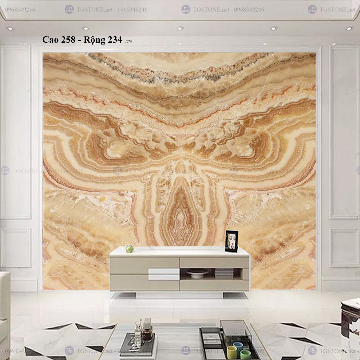 Tranh Đá Đối Xứng Tự Nhiên Xuyên Sáng Onyx 44