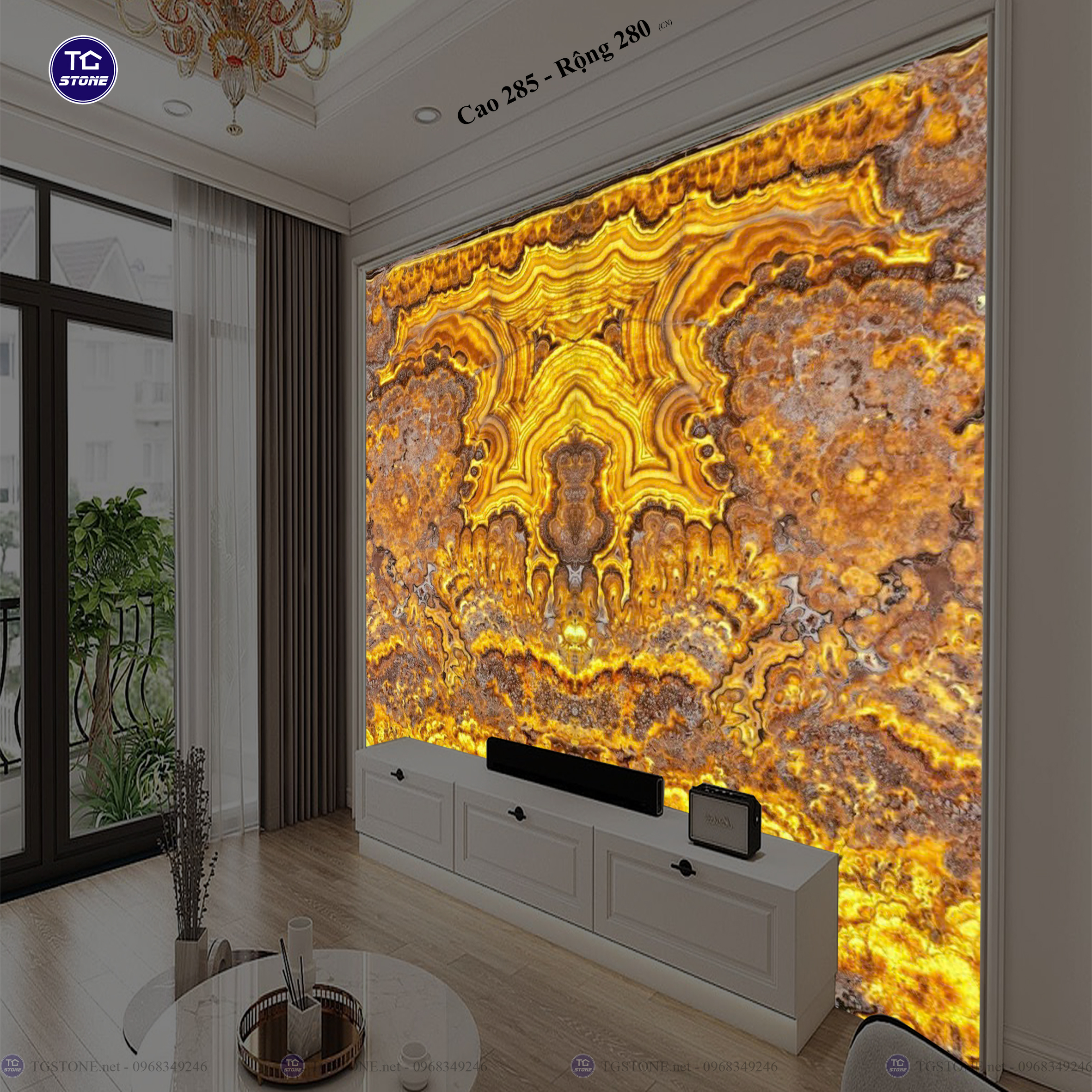 Tranh Đá Đối Xứng Tự Nhiên Xuyên Sáng Onyx 441
