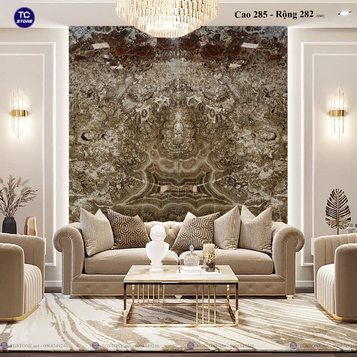 Tranh Đá Đối Xứng Tự Nhiên Xuyên Sáng Onyx 446