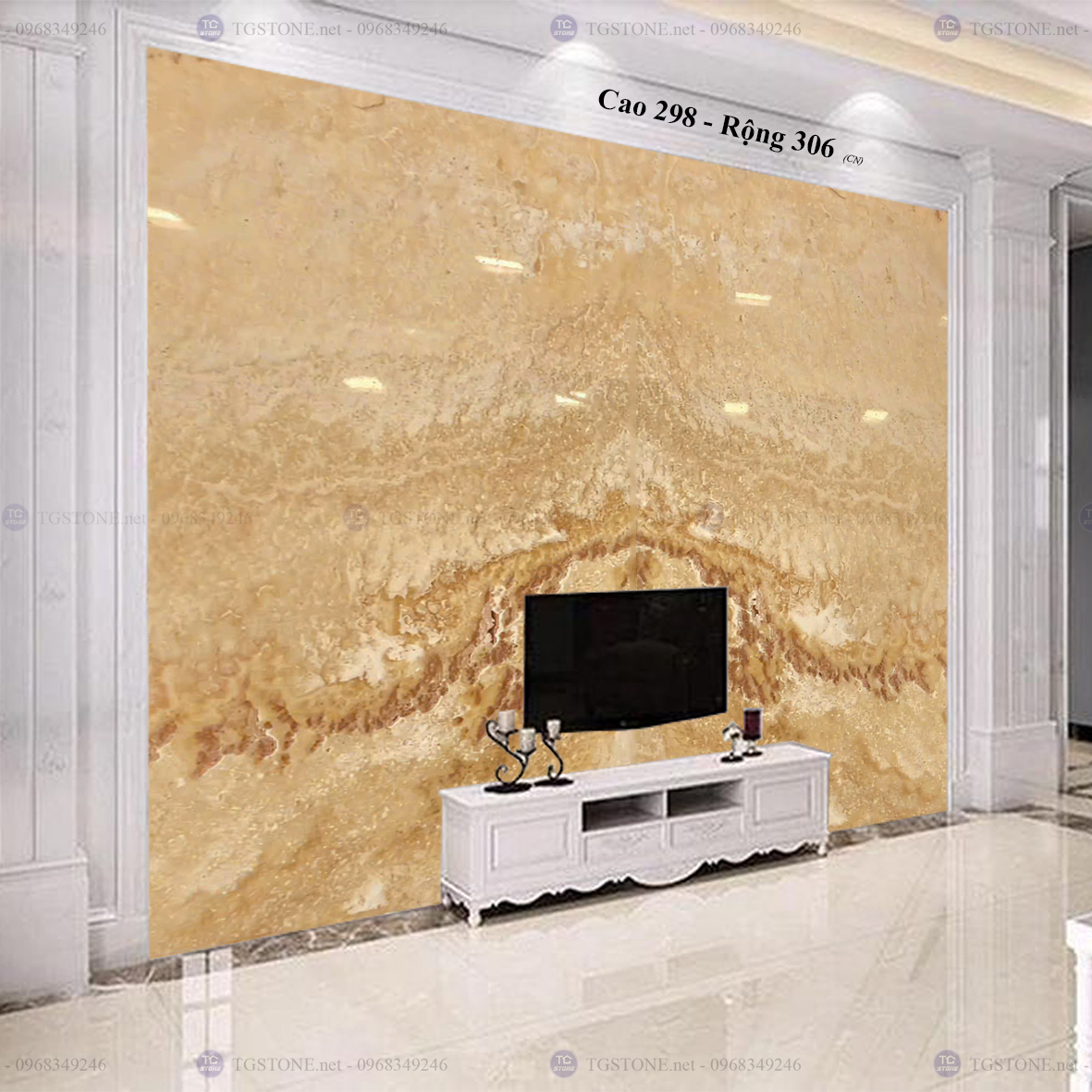 Tranh Đá Đối Xứng Tự Nhiên Xuyên Sáng Onyx 45
