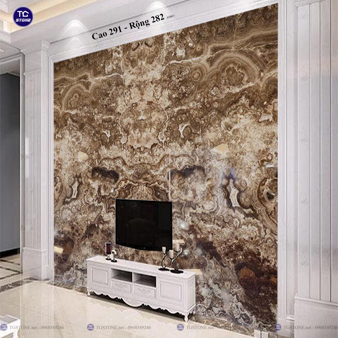 Tranh Đá Đối Xứng Tự Nhiên Xuyên Sáng Onyx 451