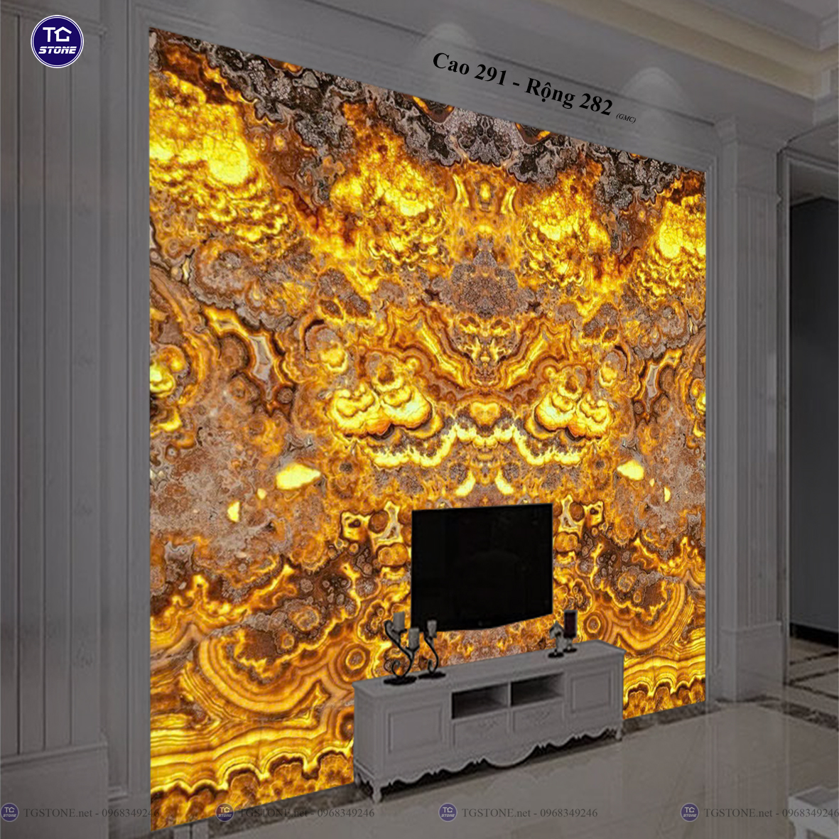Tranh Đá Đối Xứng Tự Nhiên Xuyên Sáng Onyx 452