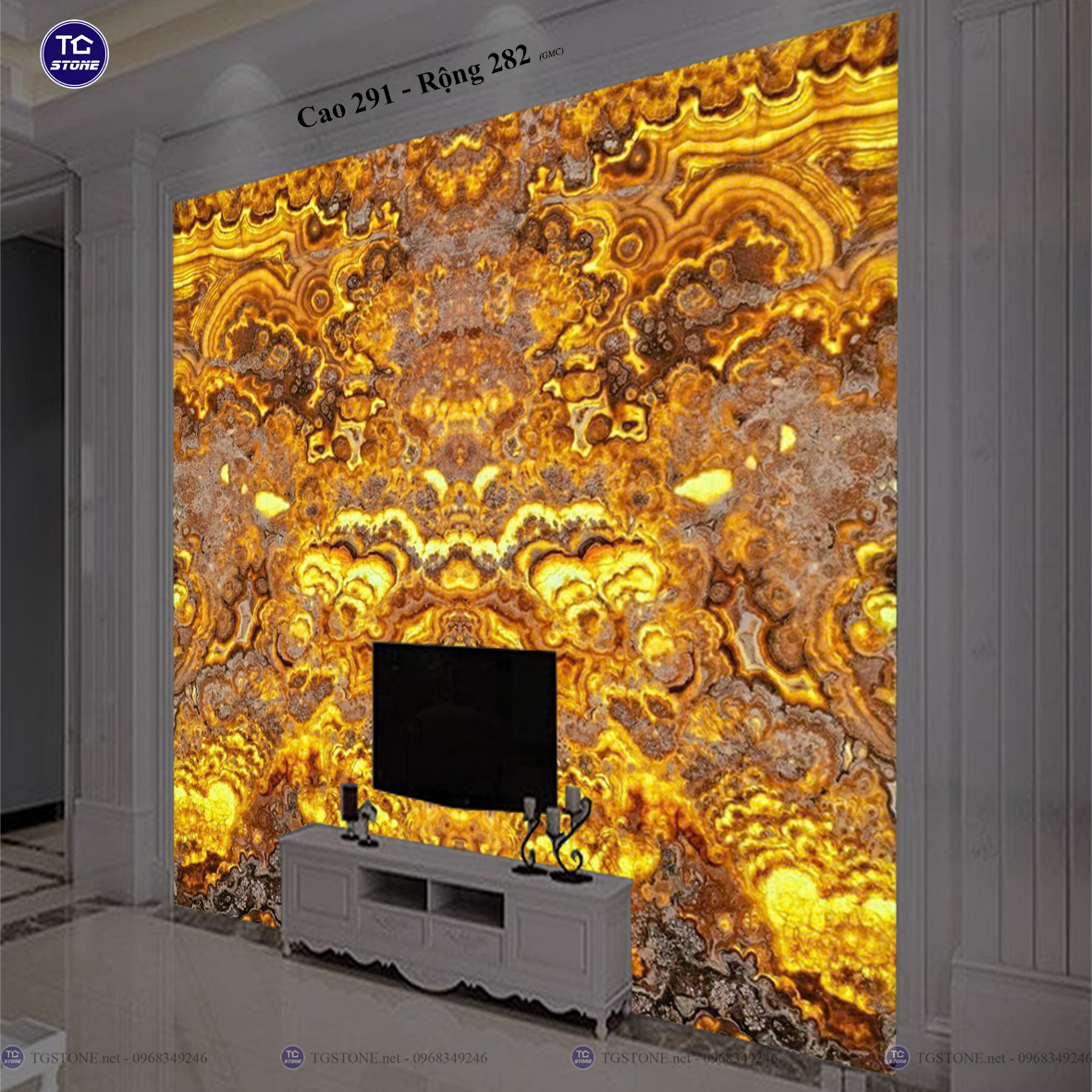Tranh Đá Đối Xứng Tự Nhiên Xuyên Sáng Onyx 453