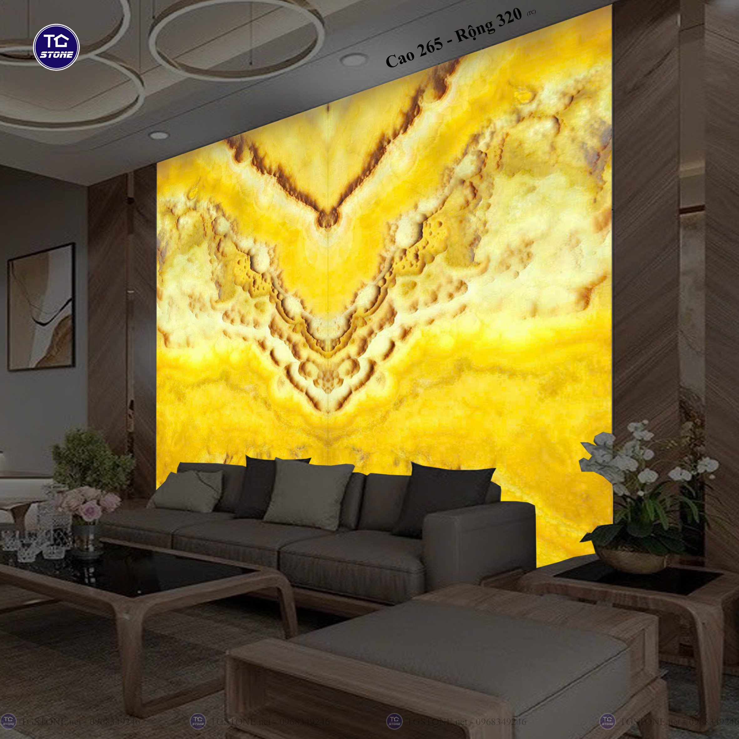 Tranh Đá Đối Xứng Tự Nhiên Xuyên Sáng Onyx 457