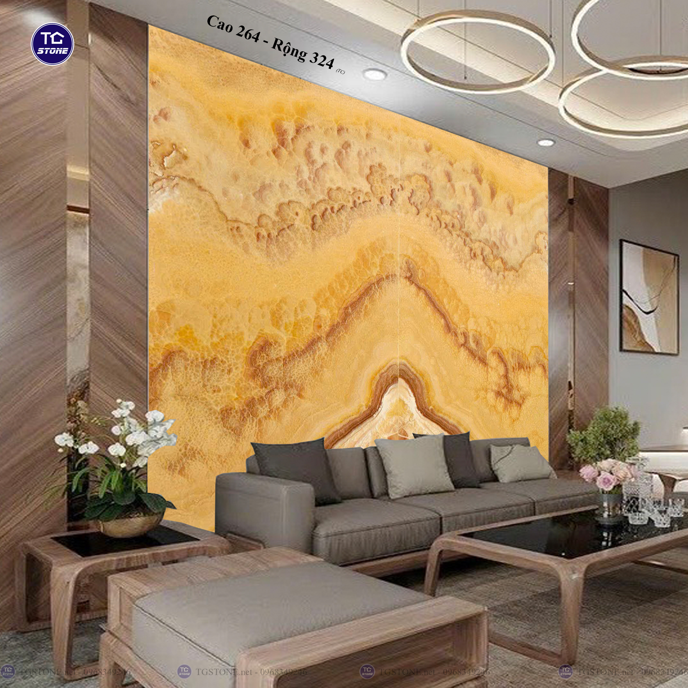 Tranh Đá Đối Xứng Tự Nhiên Xuyên Sáng Onyx 458
