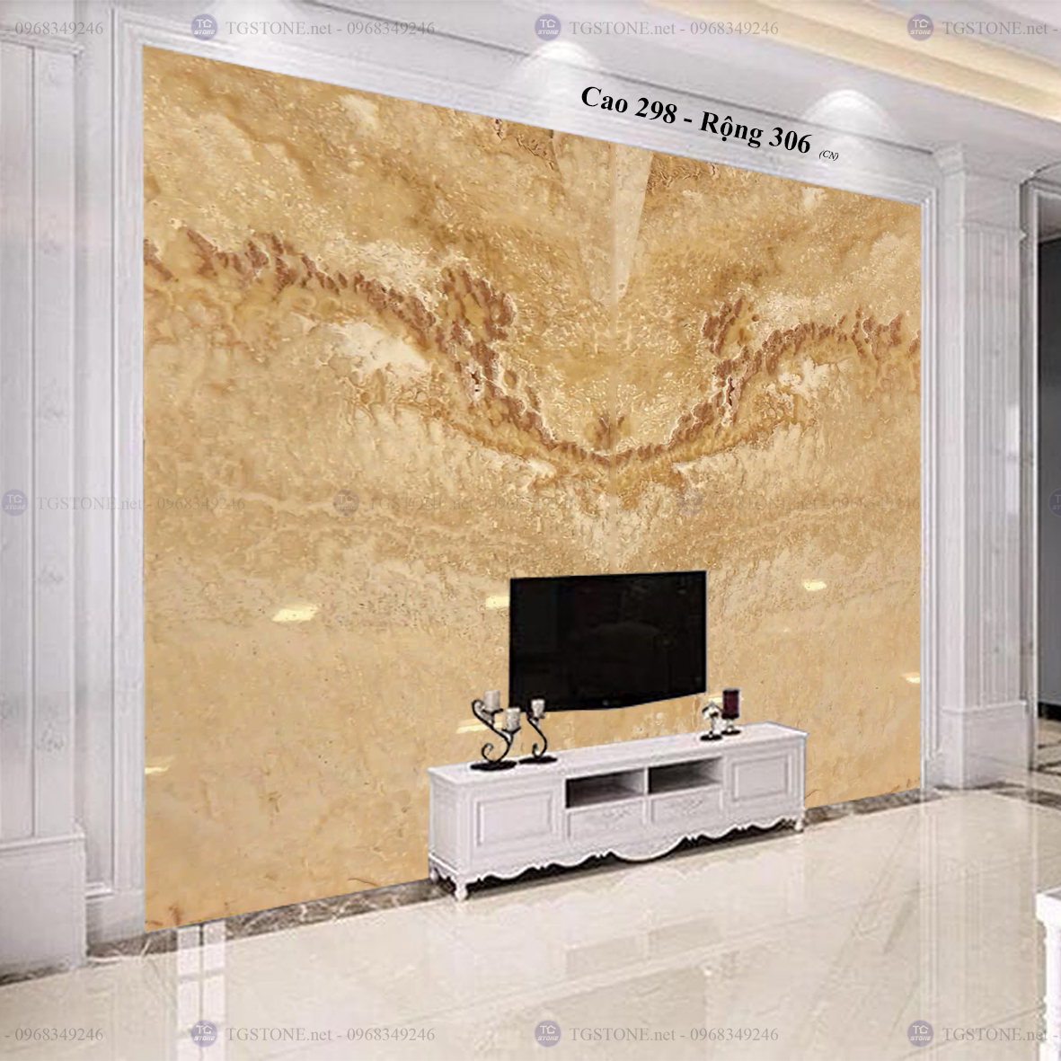 Tranh Đá Đối Xứng Tự Nhiên Xuyên Sáng Onyx 46