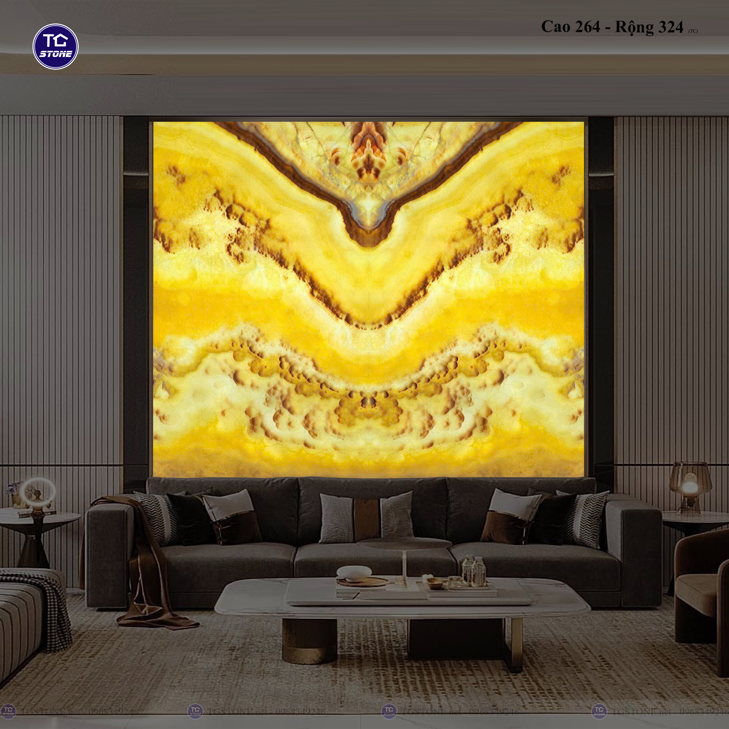 Tranh Đá Đối Xứng Tự Nhiên Xuyên Sáng Onyx 461