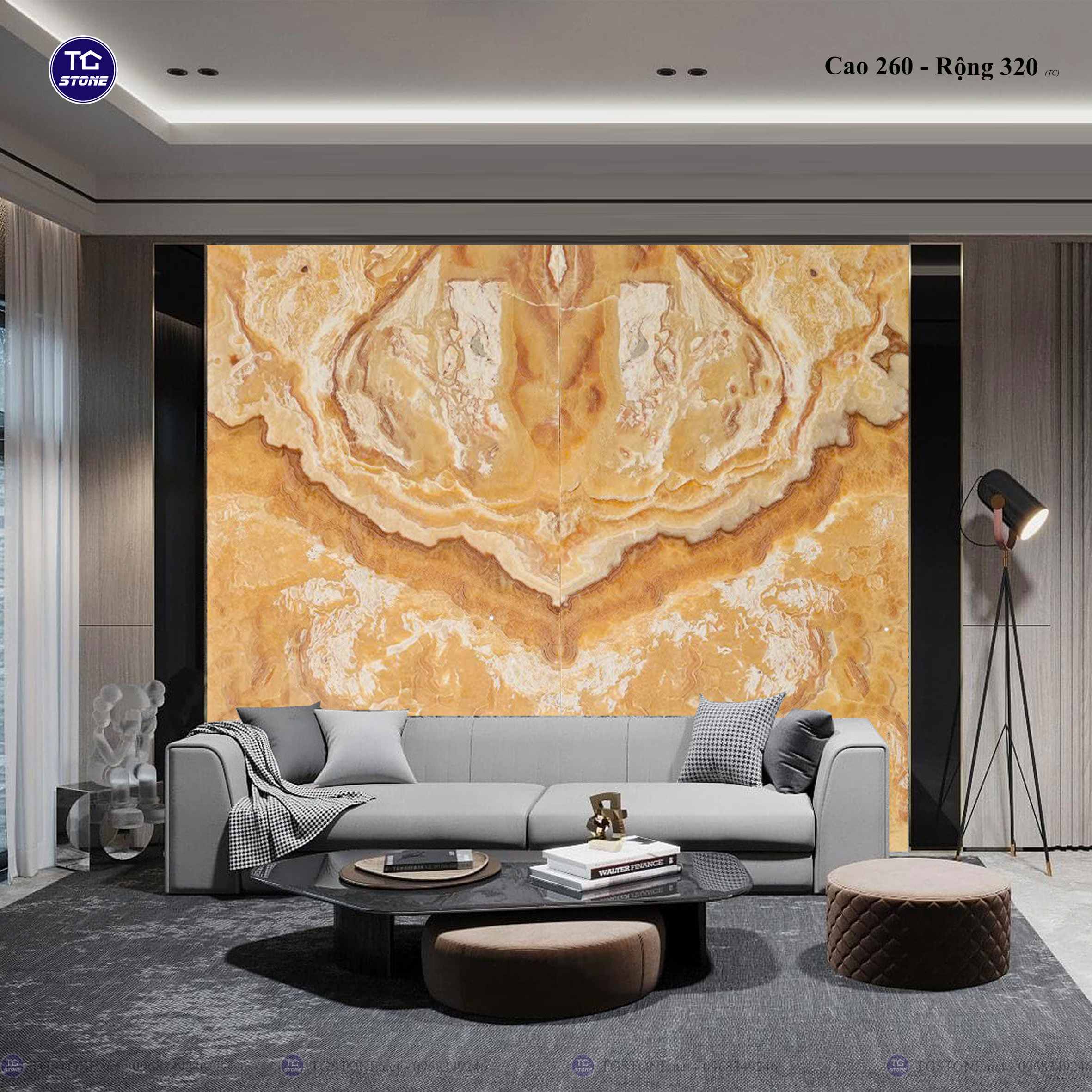 Tranh Đá Đối Xứng Tự Nhiên Xuyên Sáng Onyx 463