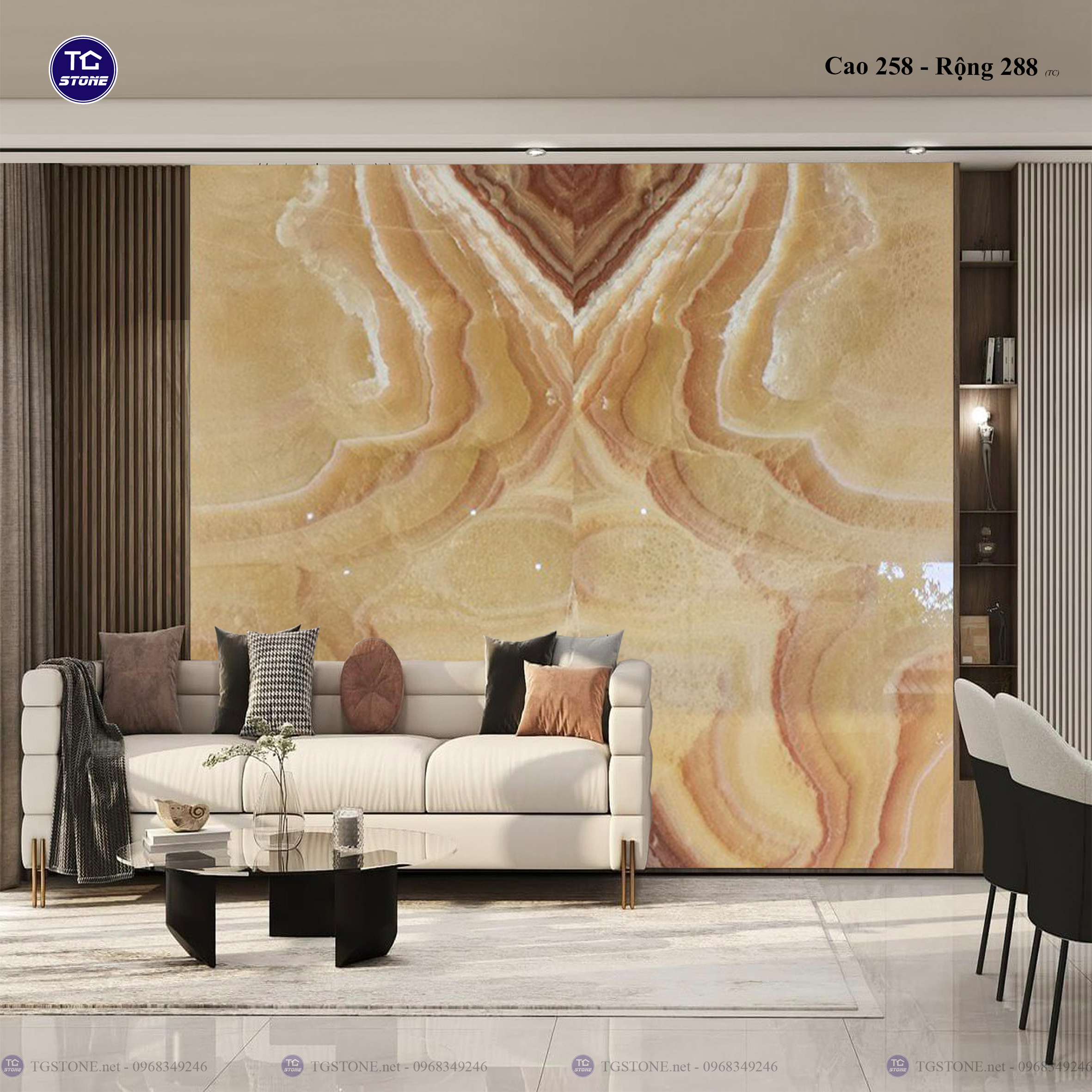 Tranh Đá Đối Xứng Tự Nhiên Xuyên Sáng Onyx 467