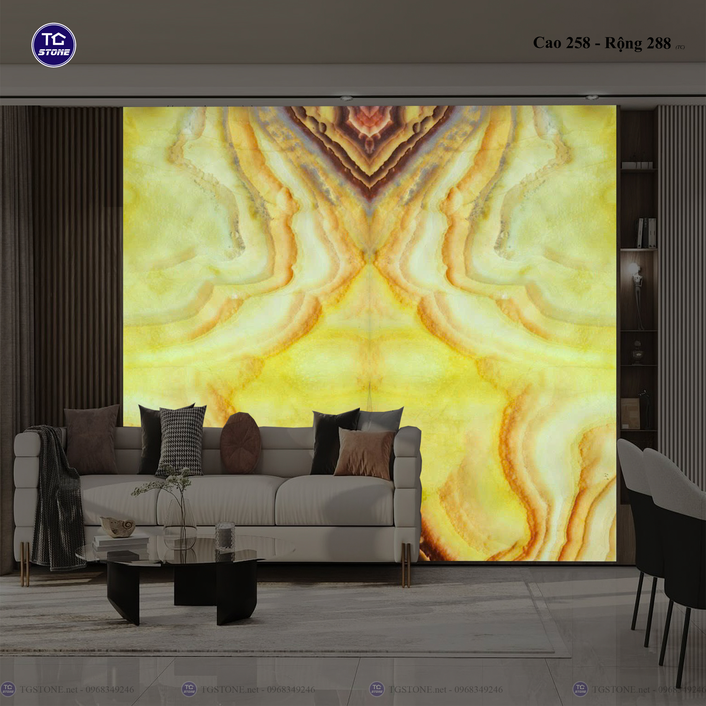 Tranh Đá Đối Xứng Tự Nhiên Xuyên Sáng Onyx 469