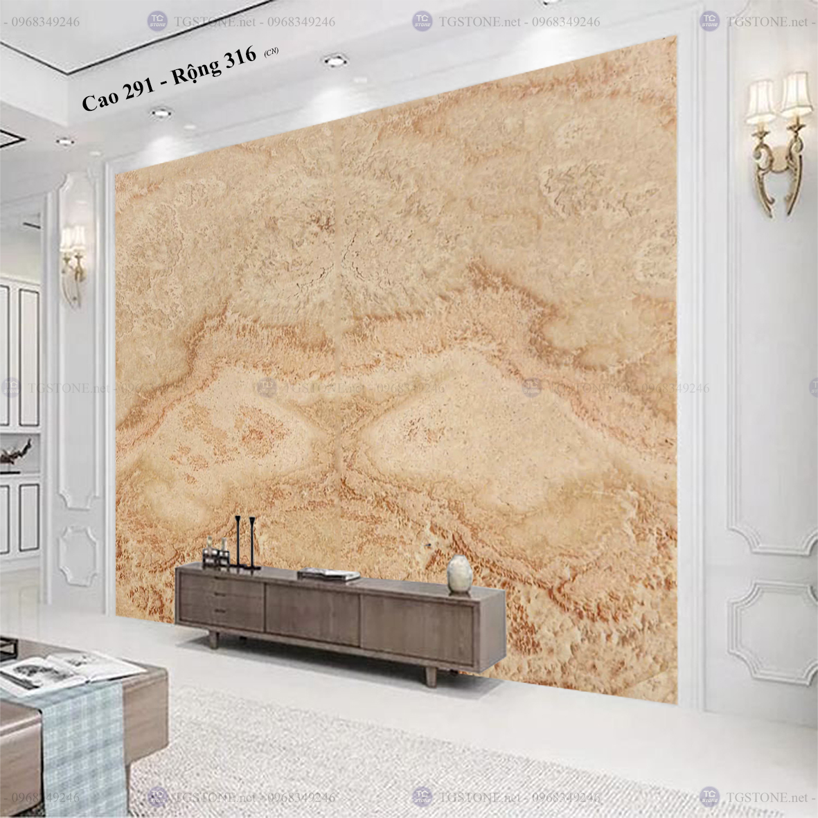 Tranh Đá Đối Xứng Tự Nhiên Xuyên Sáng Onyx 47