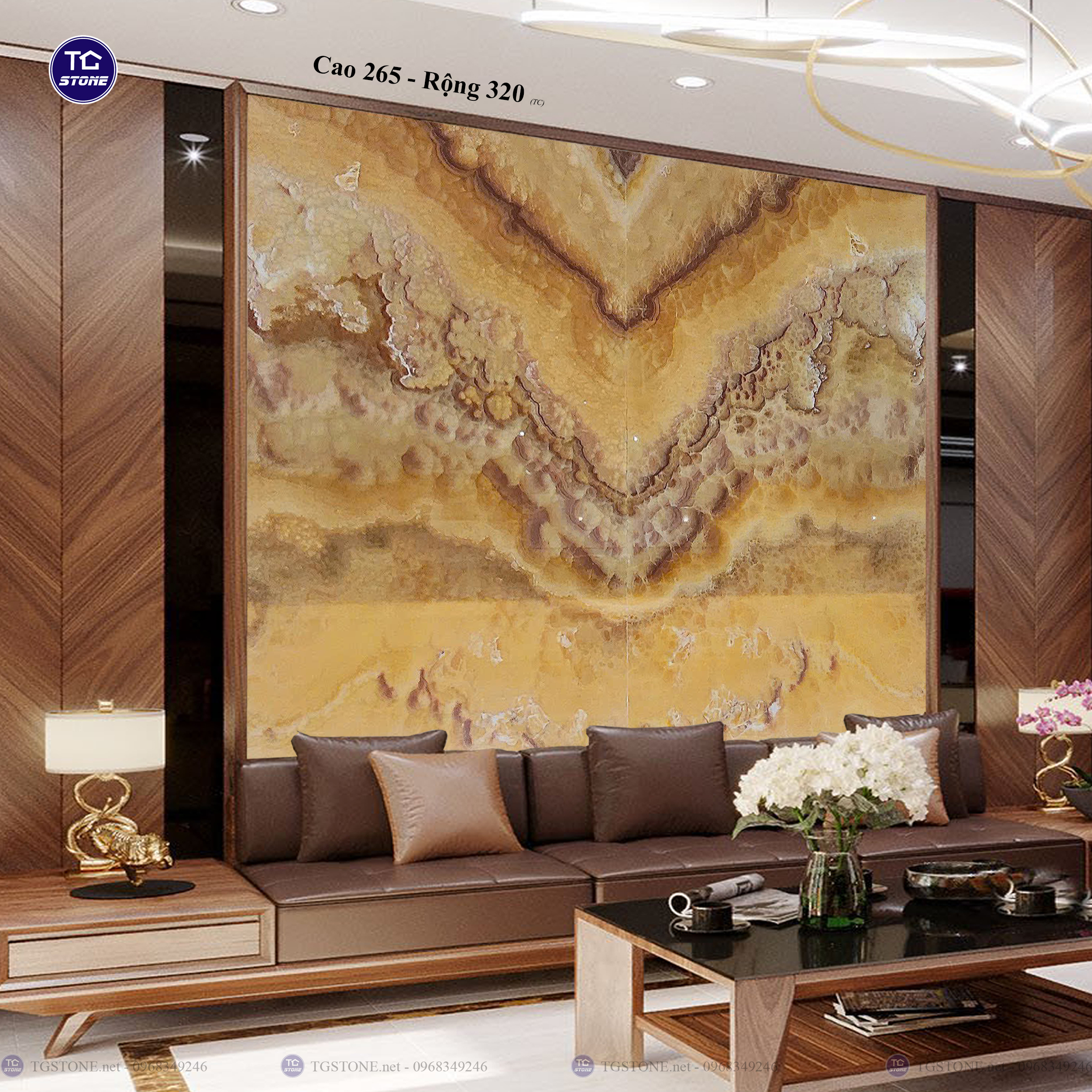 Tranh Đá Đối Xứng Tự Nhiên Xuyên Sáng Onyx 471