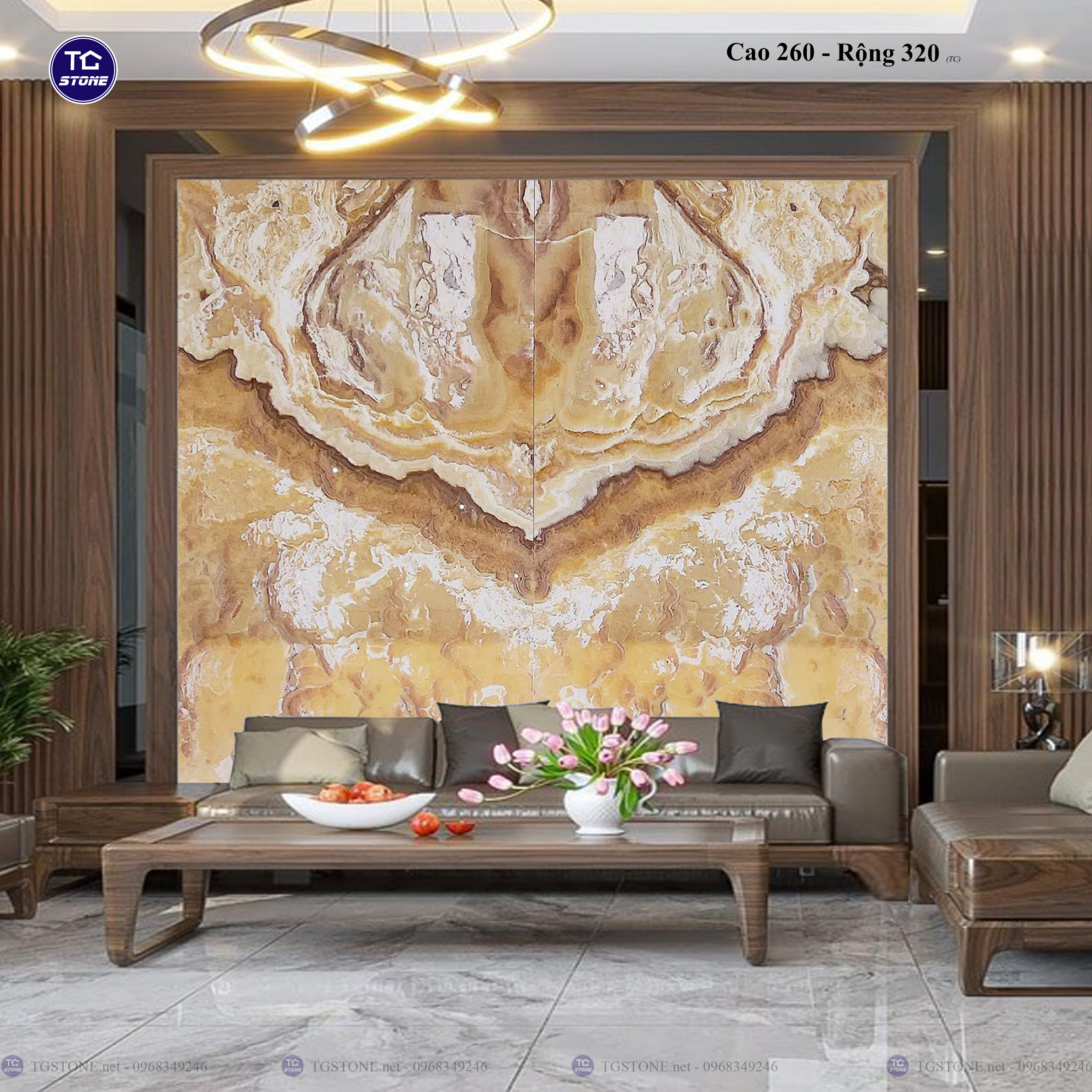 Tranh Đá Đối Xứng Tự Nhiên Xuyên Sáng Onyx 475