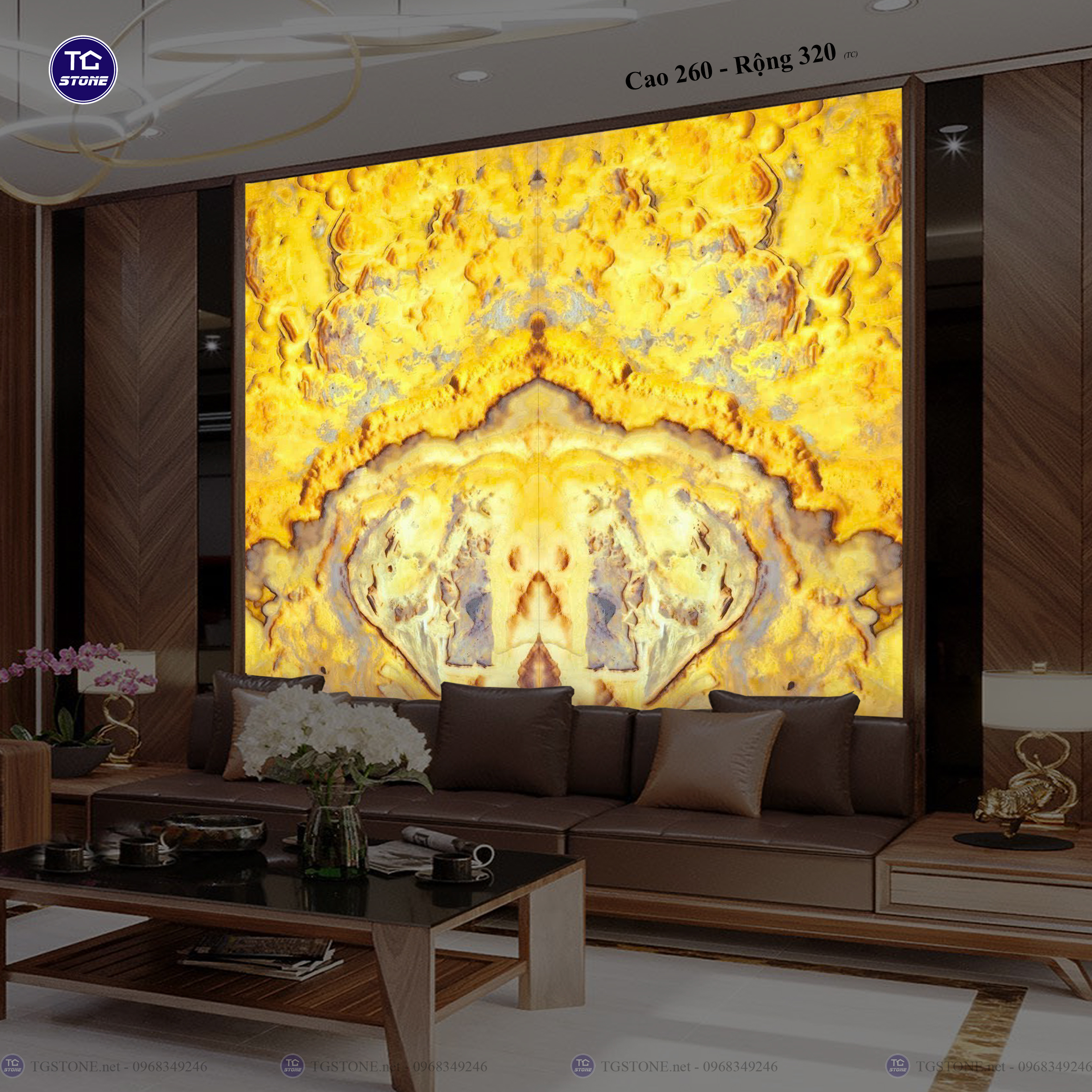 Tranh Đá Đối Xứng Tự Nhiên Xuyên Sáng Onyx 476