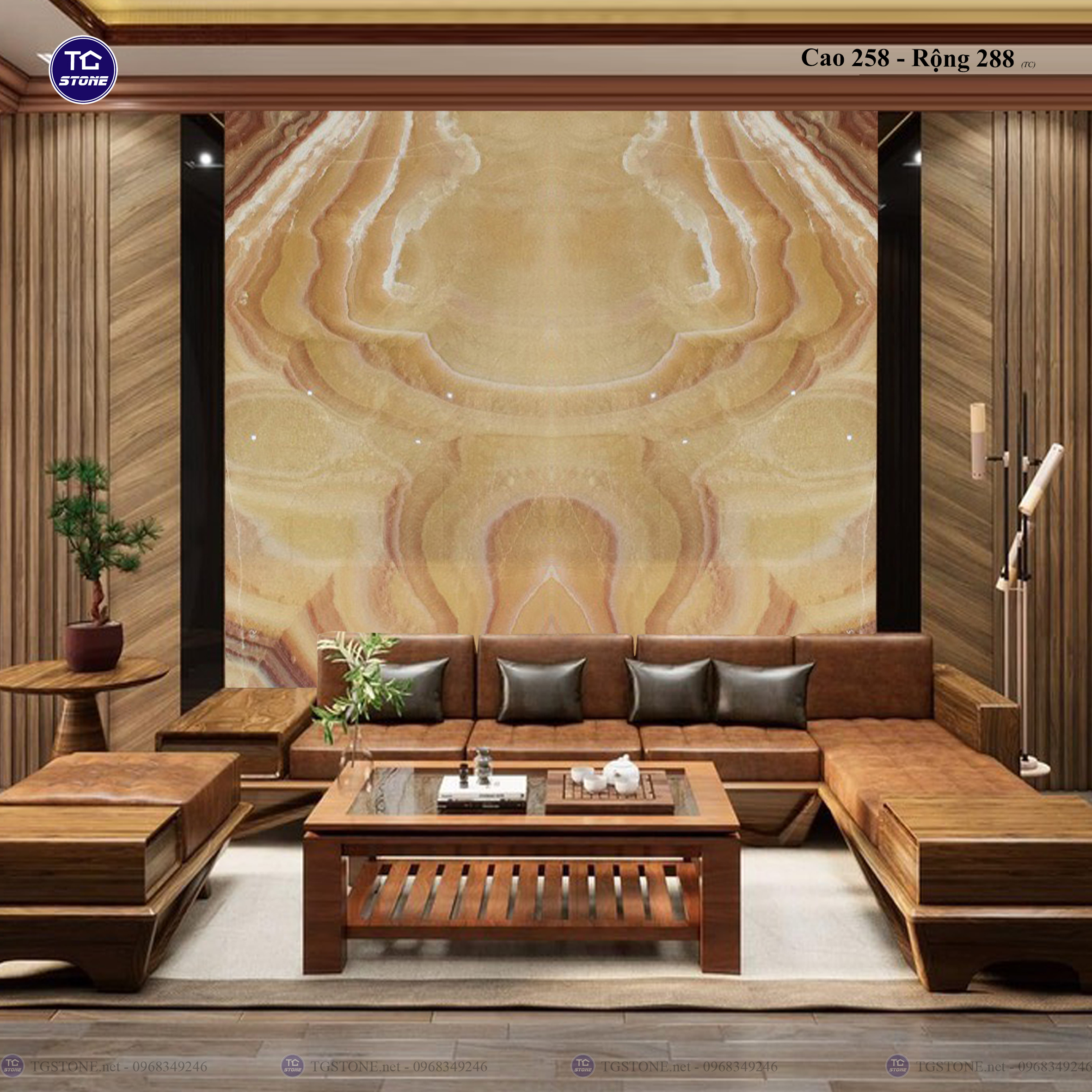 Tranh Đá Đối Xứng Tự Nhiên Xuyên Sáng Onyx 479