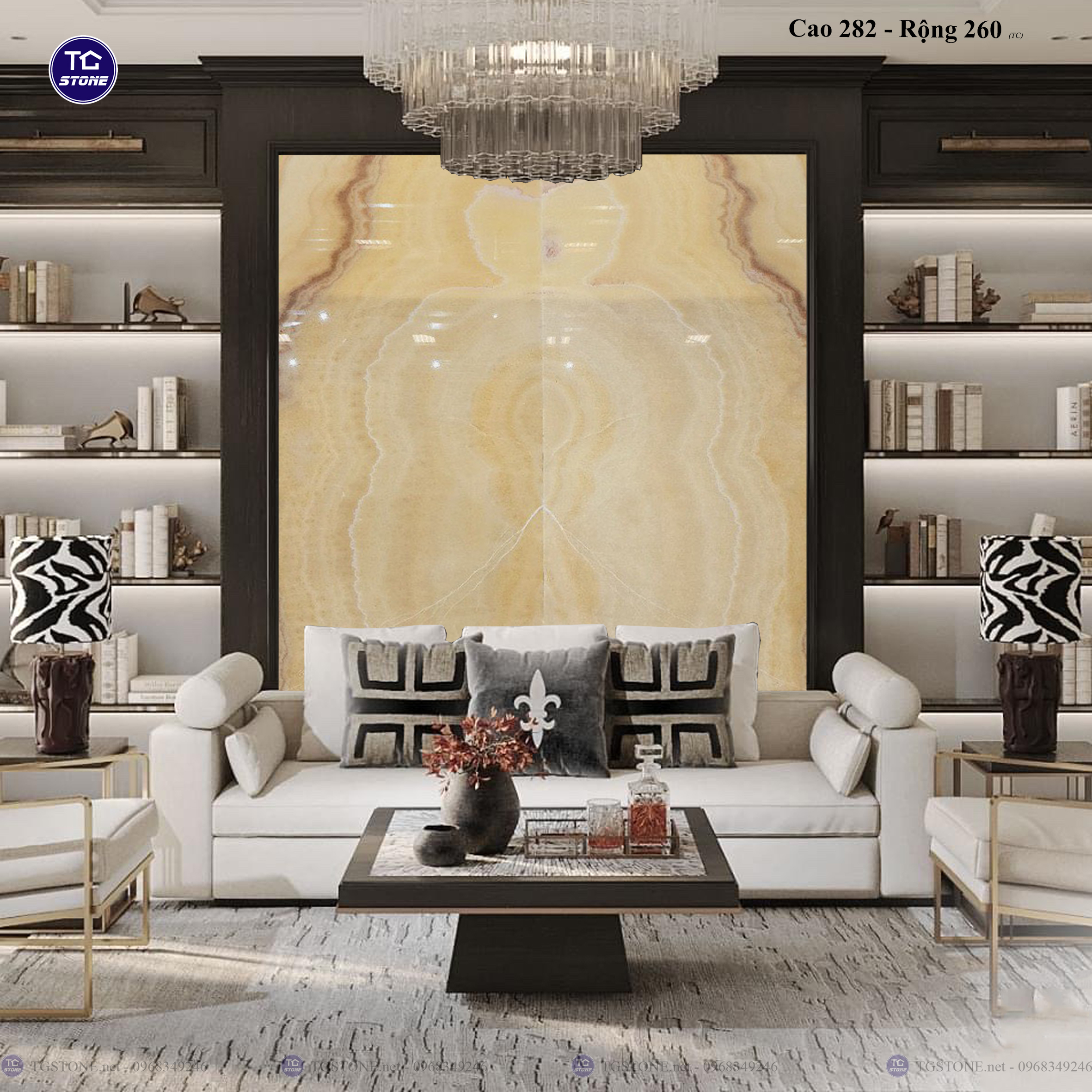 Tranh Đá Đối Xứng Tự Nhiên Xuyên Sáng Onyx 482
