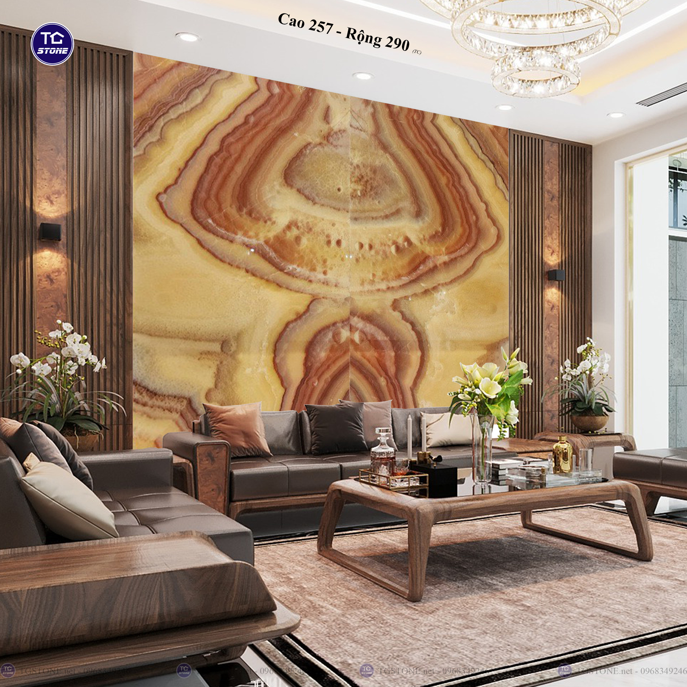 Tranh Đá Đối Xứng Tự Nhiên Xuyên Sáng Onyx 491
