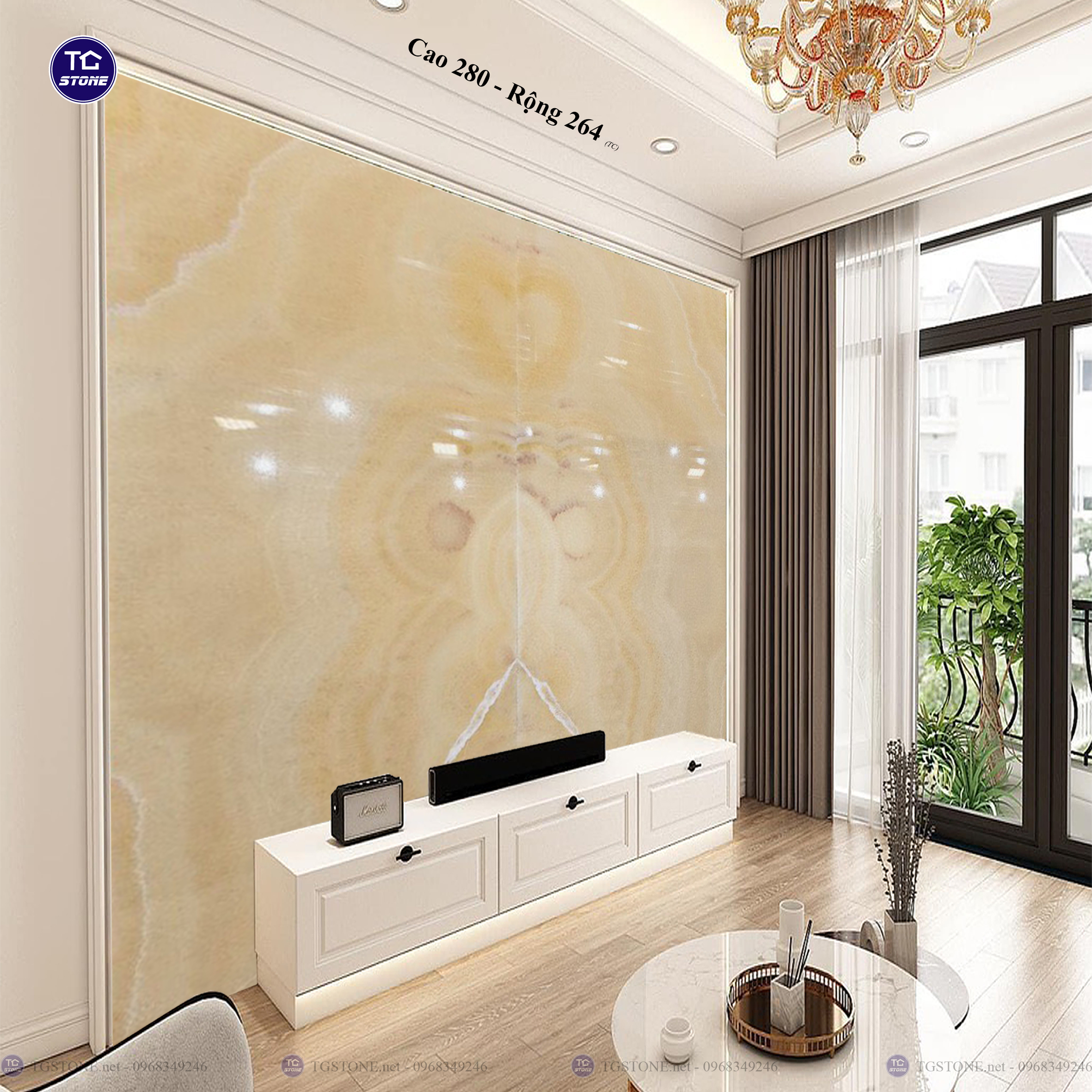 Tranh Đá Đối Xứng Tự Nhiên Xuyên Sáng Onyx 494