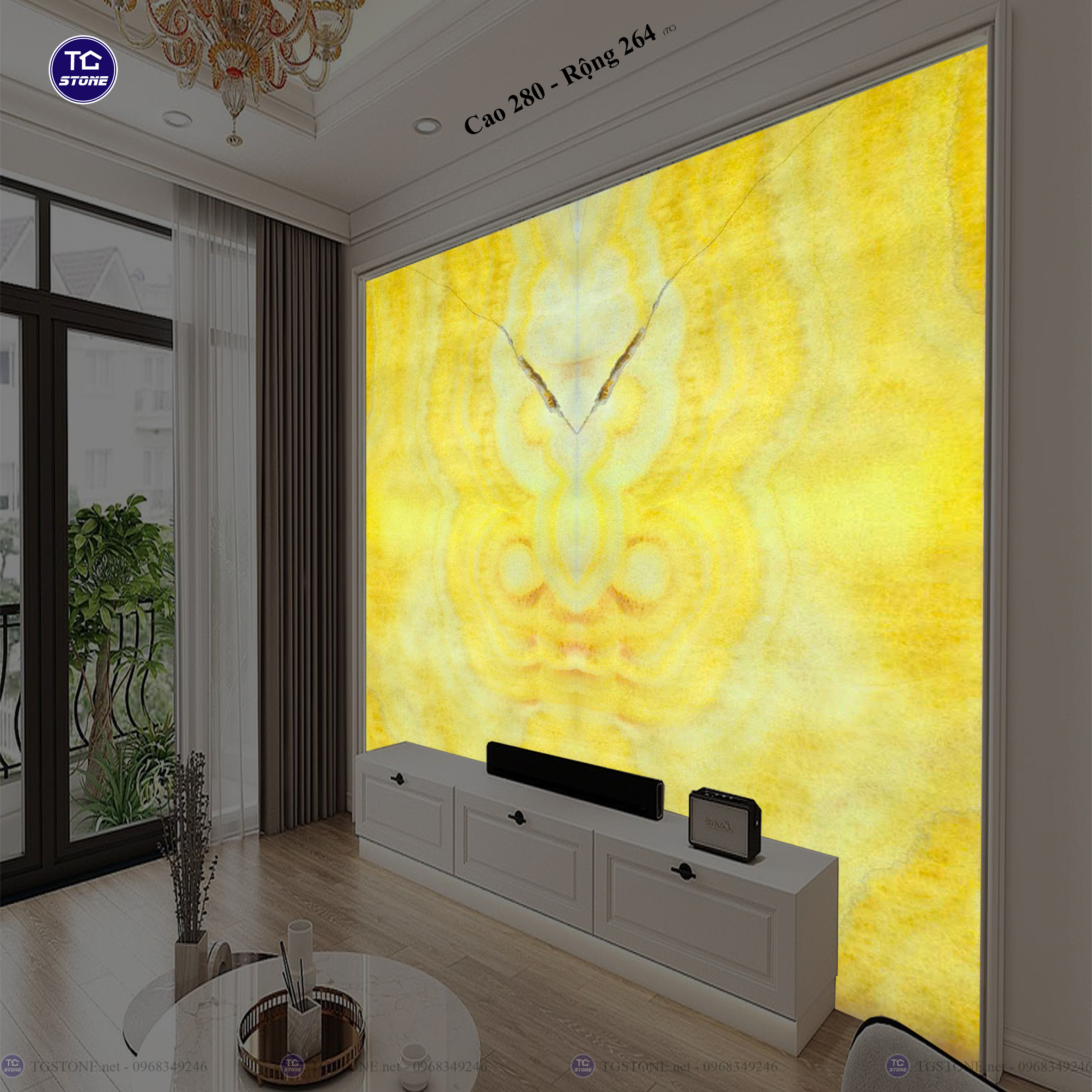 Tranh Đá Đối Xứng Tự Nhiên Xuyên Sáng Onyx 497