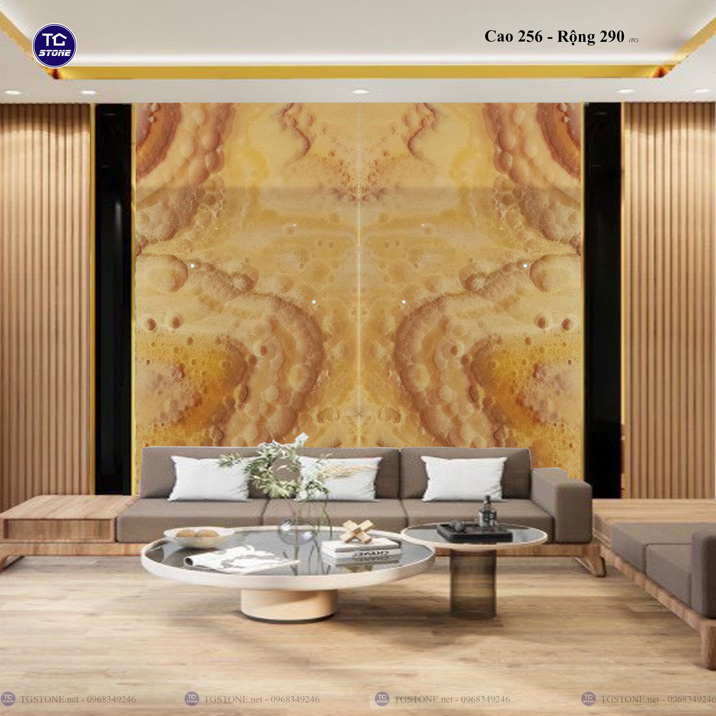 Tranh Đá Đối Xứng Tự Nhiên Xuyên Sáng Onyx 498