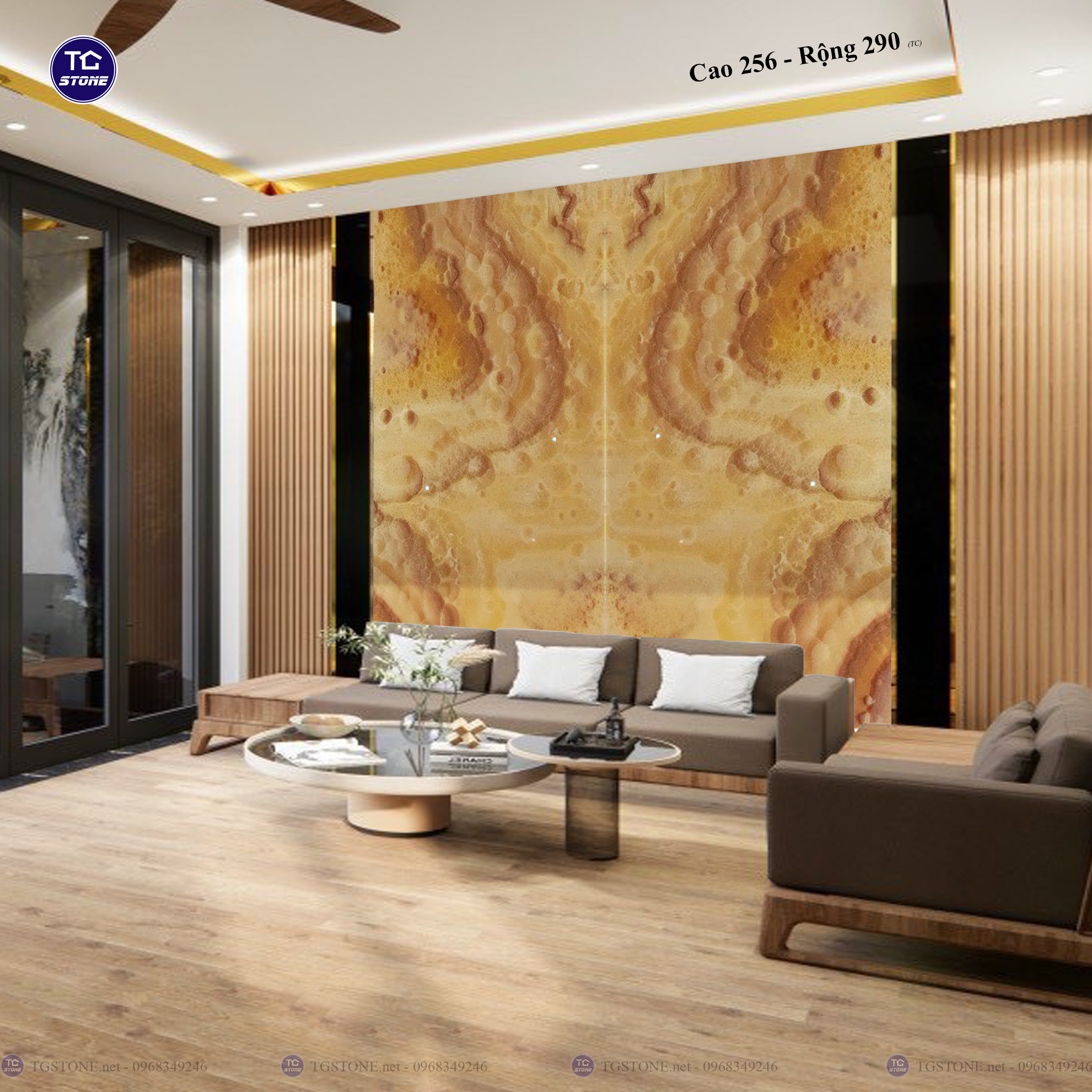 Tranh Đá Đối Xứng Tự Nhiên Xuyên Sáng Onyx 499