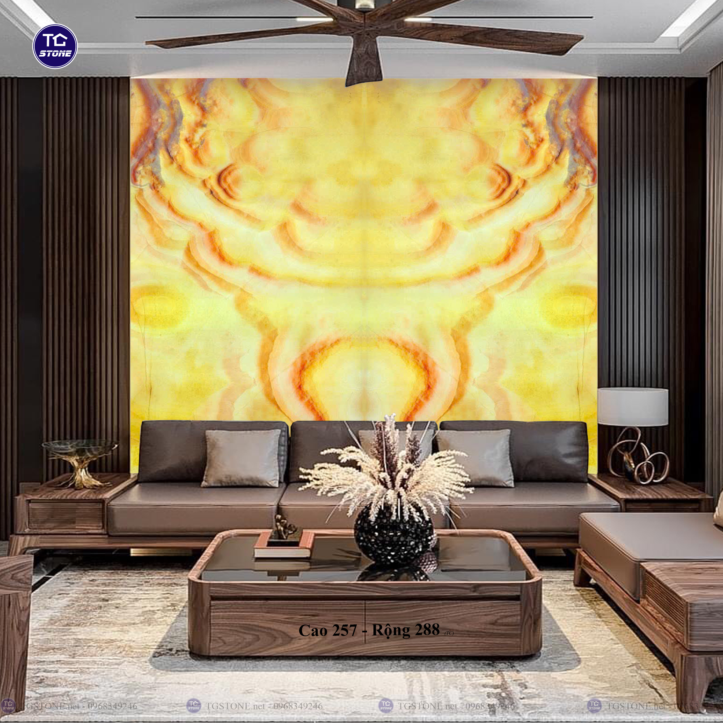 Tranh Đá Đối Xứng Tự Nhiên Xuyên Sáng Onyx 509