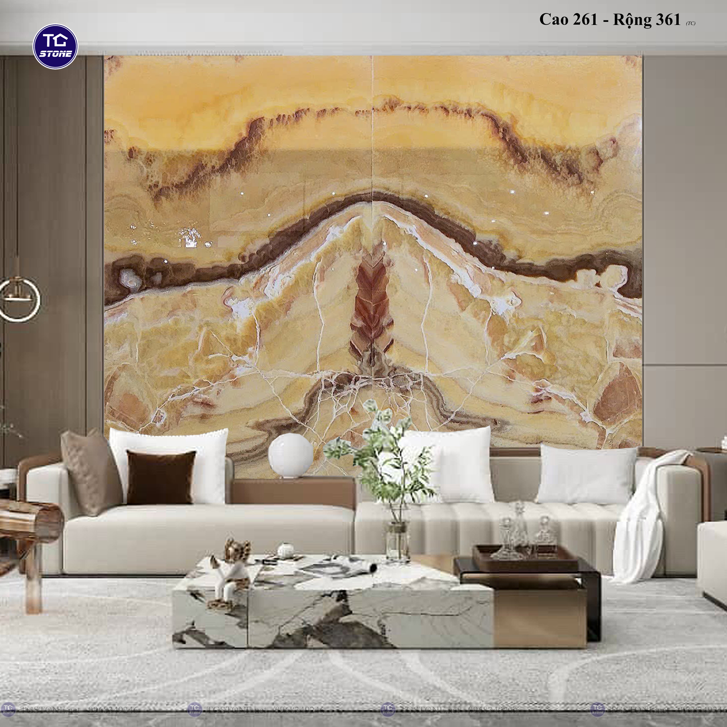 Tranh Đá Đối Xứng Tự Nhiên Xuyên Sáng Onyx 512