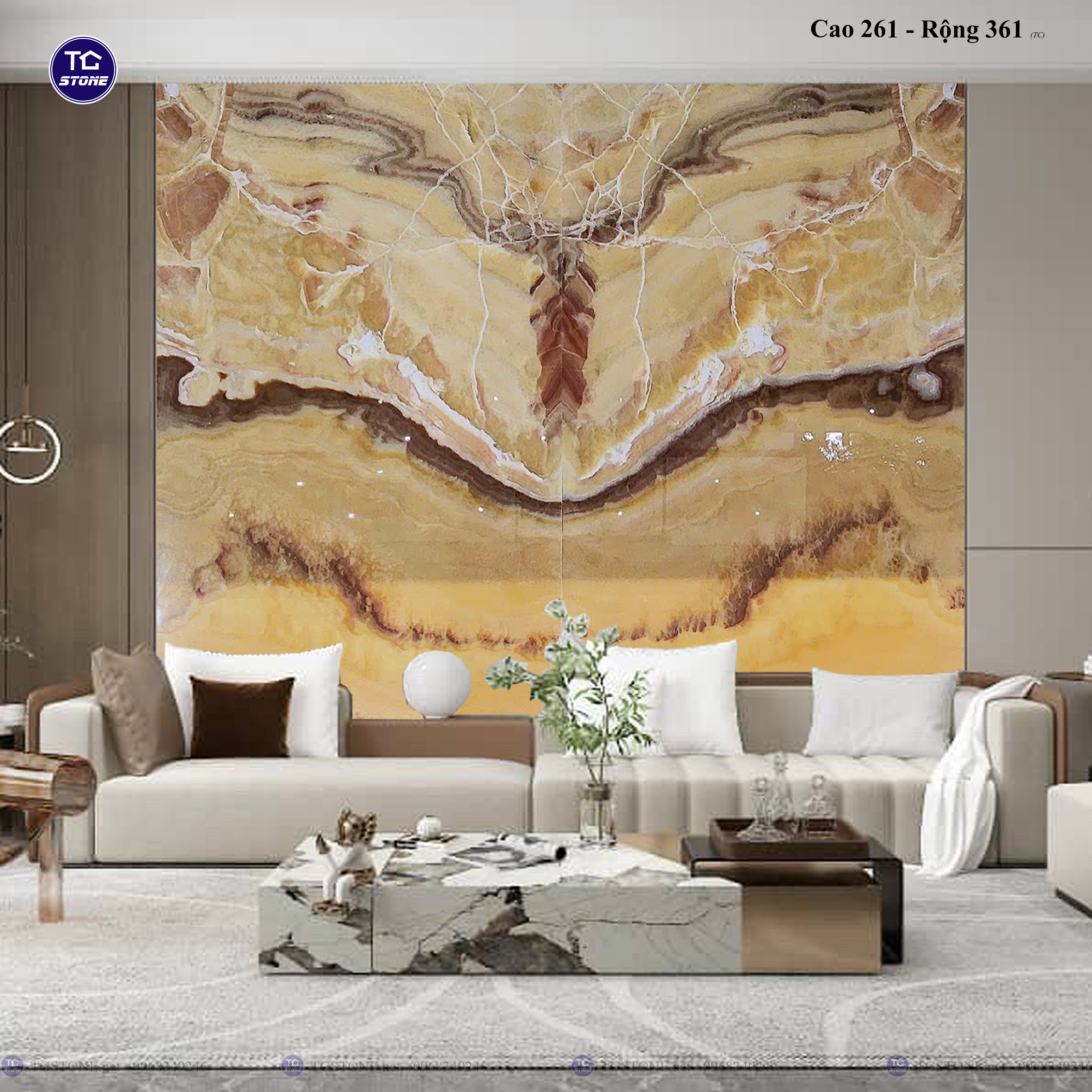 Tranh Đá Đối Xứng Tự Nhiên Xuyên Sáng Onyx 513