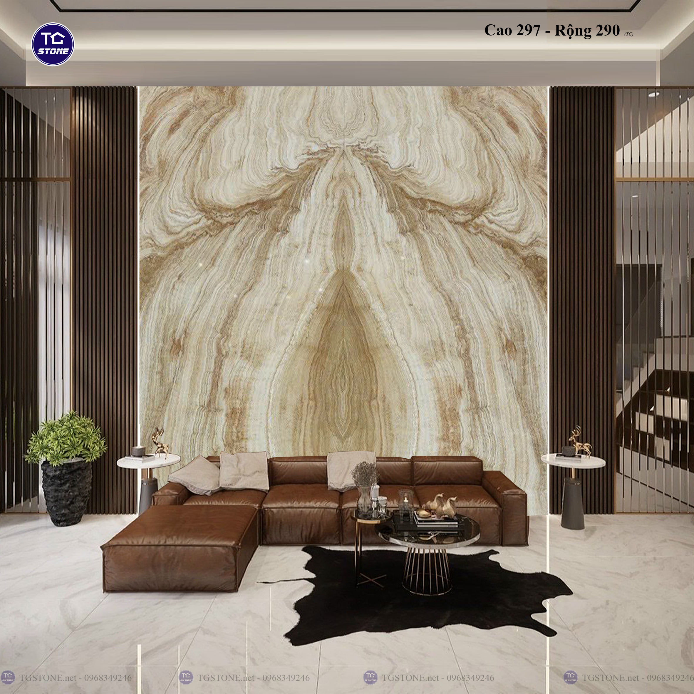 Tranh Đá Đối Xứng Tự Nhiên Xuyên Sáng Onyx 516