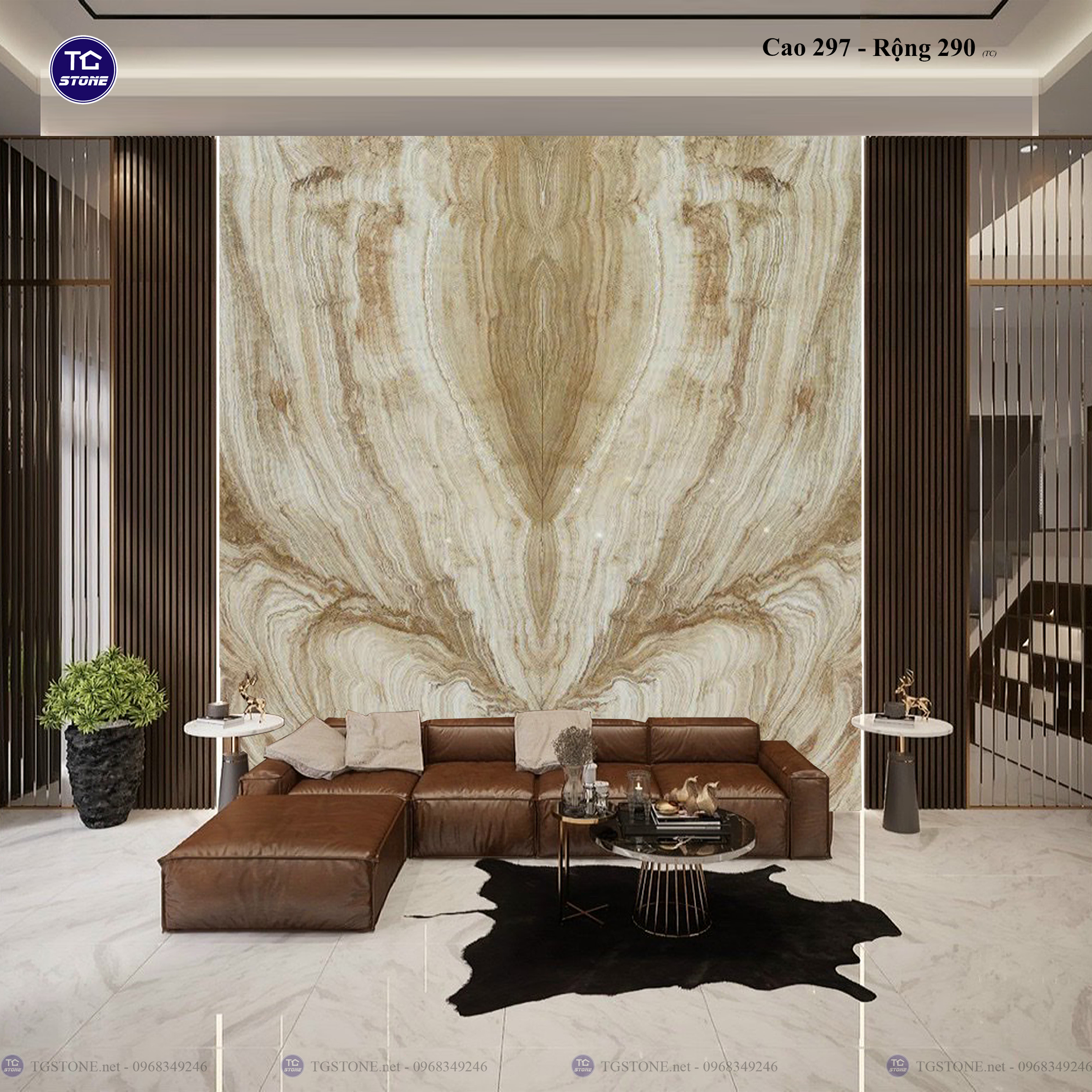 Tranh Đá Đối Xứng Tự Nhiên Xuyên Sáng Onyx 517