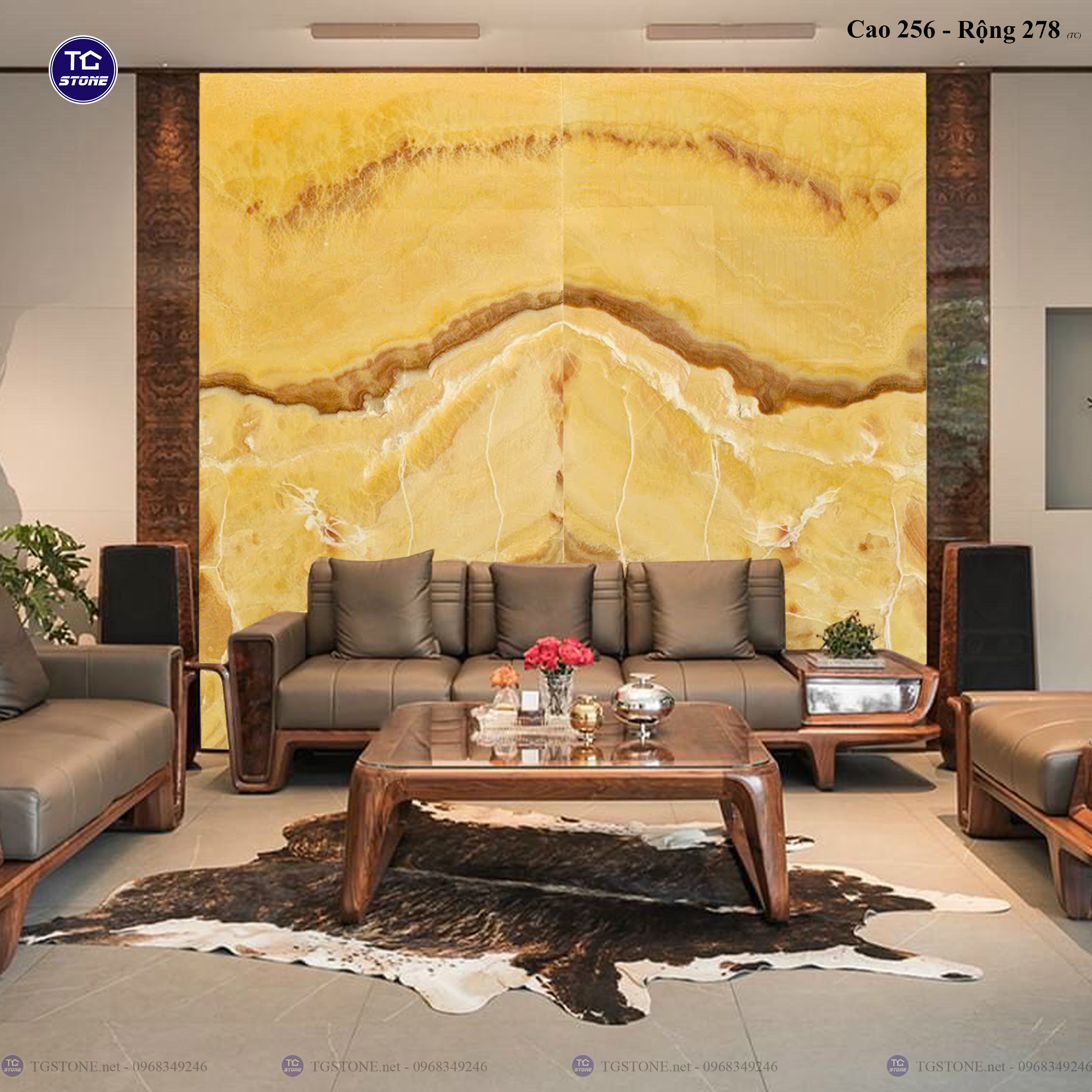 Tranh Đá Đối Xứng Tự Nhiên Xuyên Sáng Onyx 518