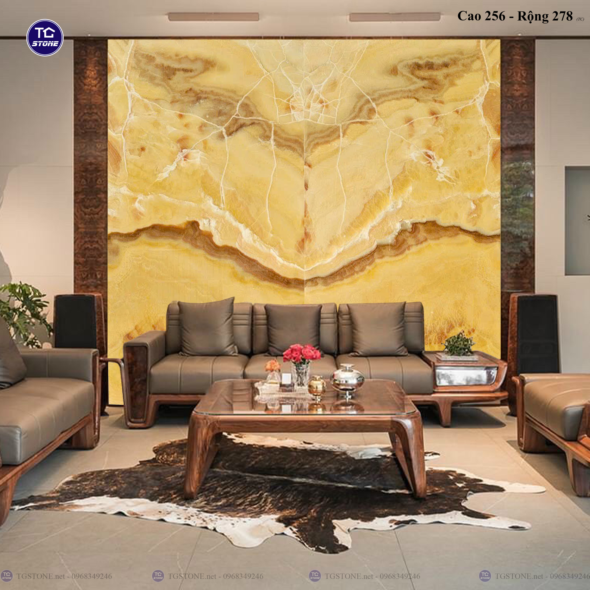 Tranh Đá Đối Xứng Tự Nhiên Xuyên Sáng Onyx 519