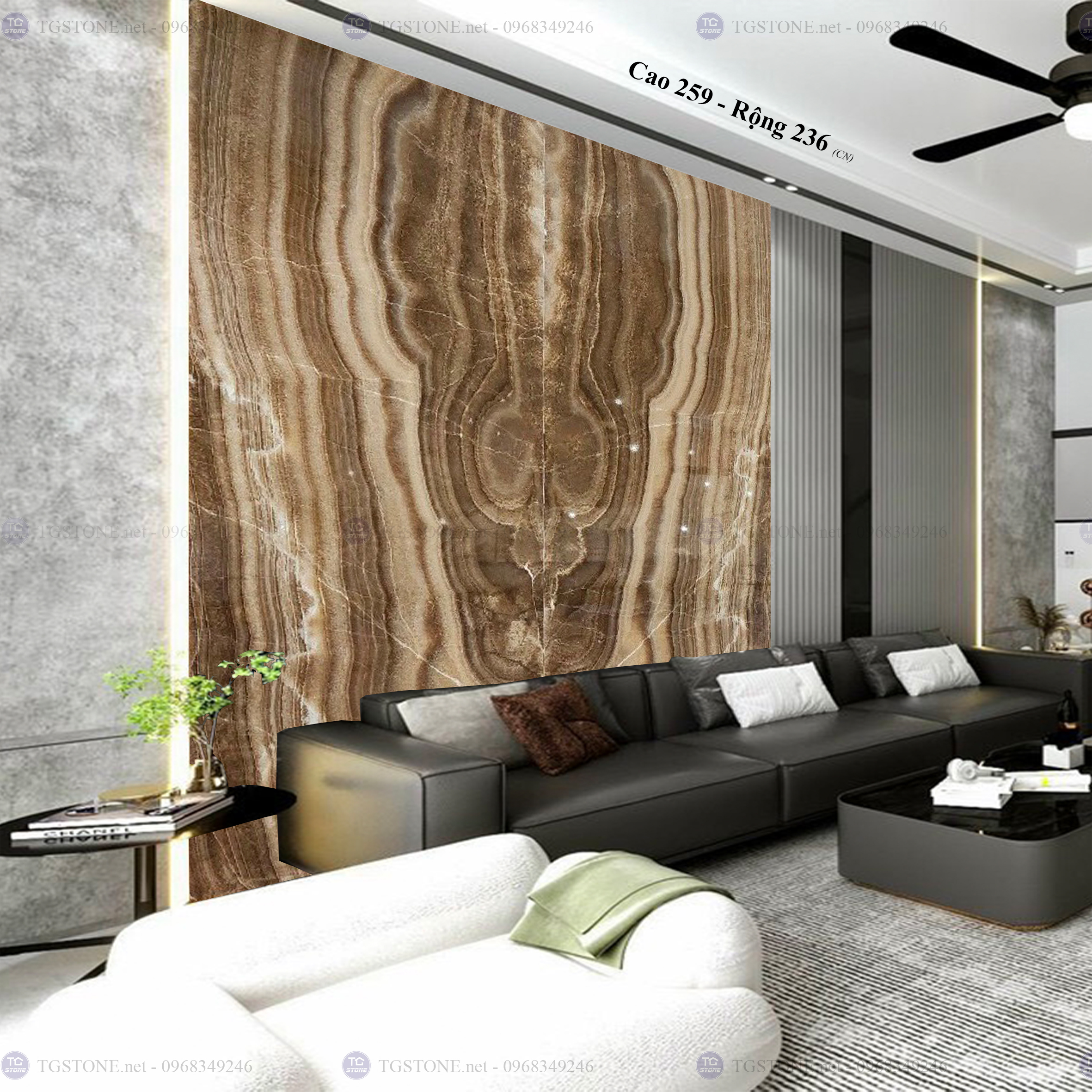 Tranh Đá Đối Xứng Tự Nhiên Xuyên Sáng Onyx 56