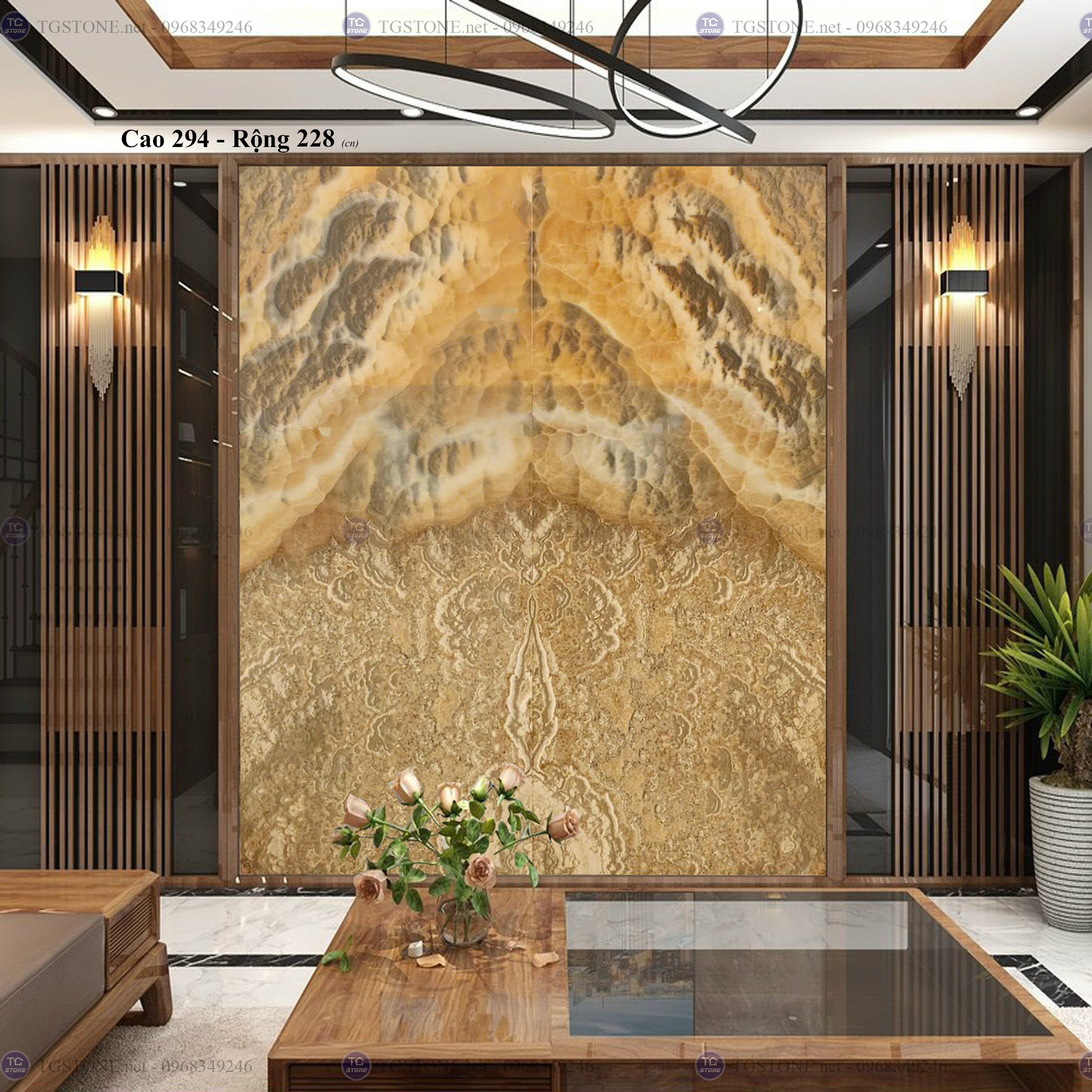 Tranh Đá Đối Xứng Tự Nhiên Xuyên Sáng Onyx 70