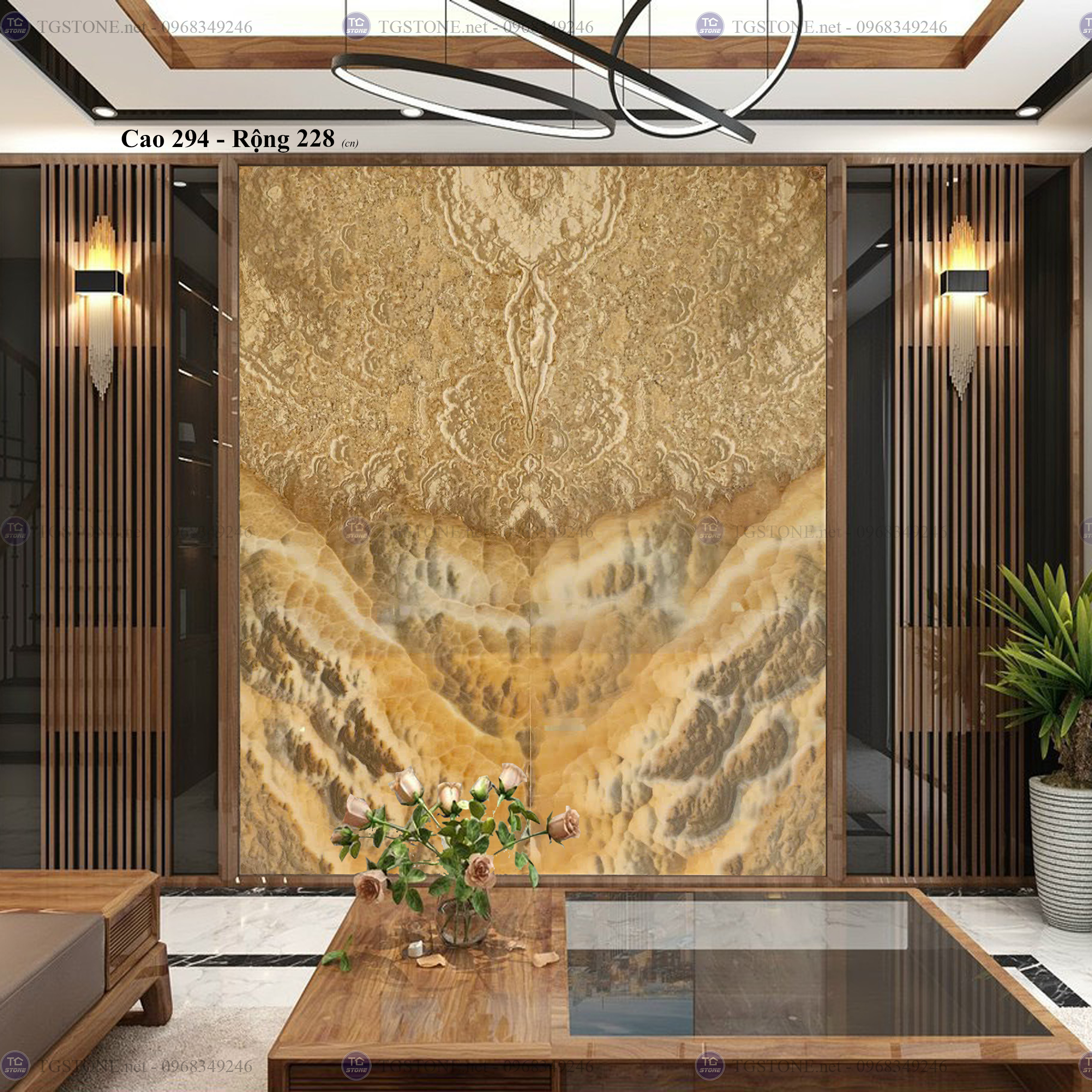 Tranh Đá Đối Xứng Tự Nhiên Xuyên Sáng Onyx 71