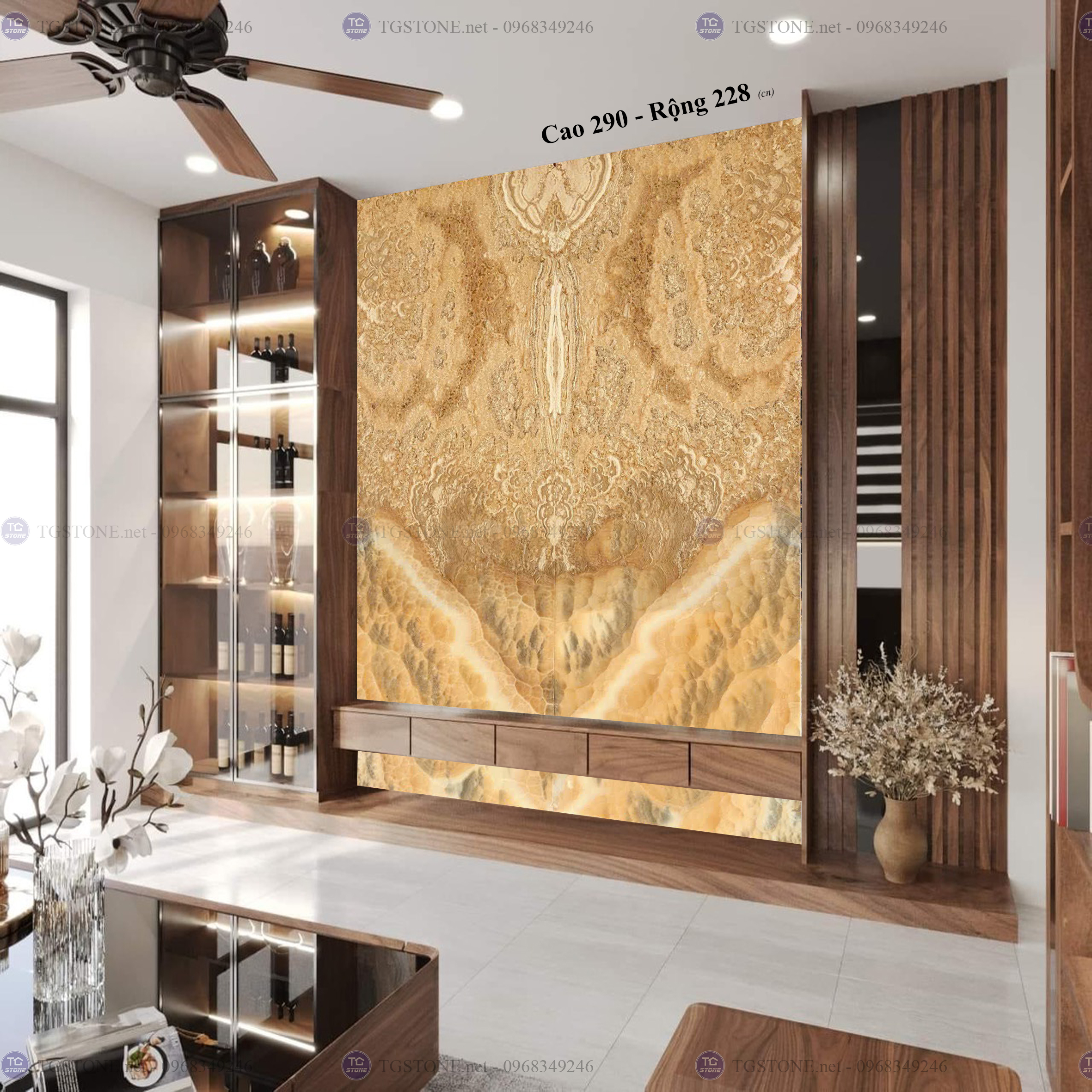 Tranh Đá Đối Xứng Tự Nhiên Xuyên Sáng Onyx 73