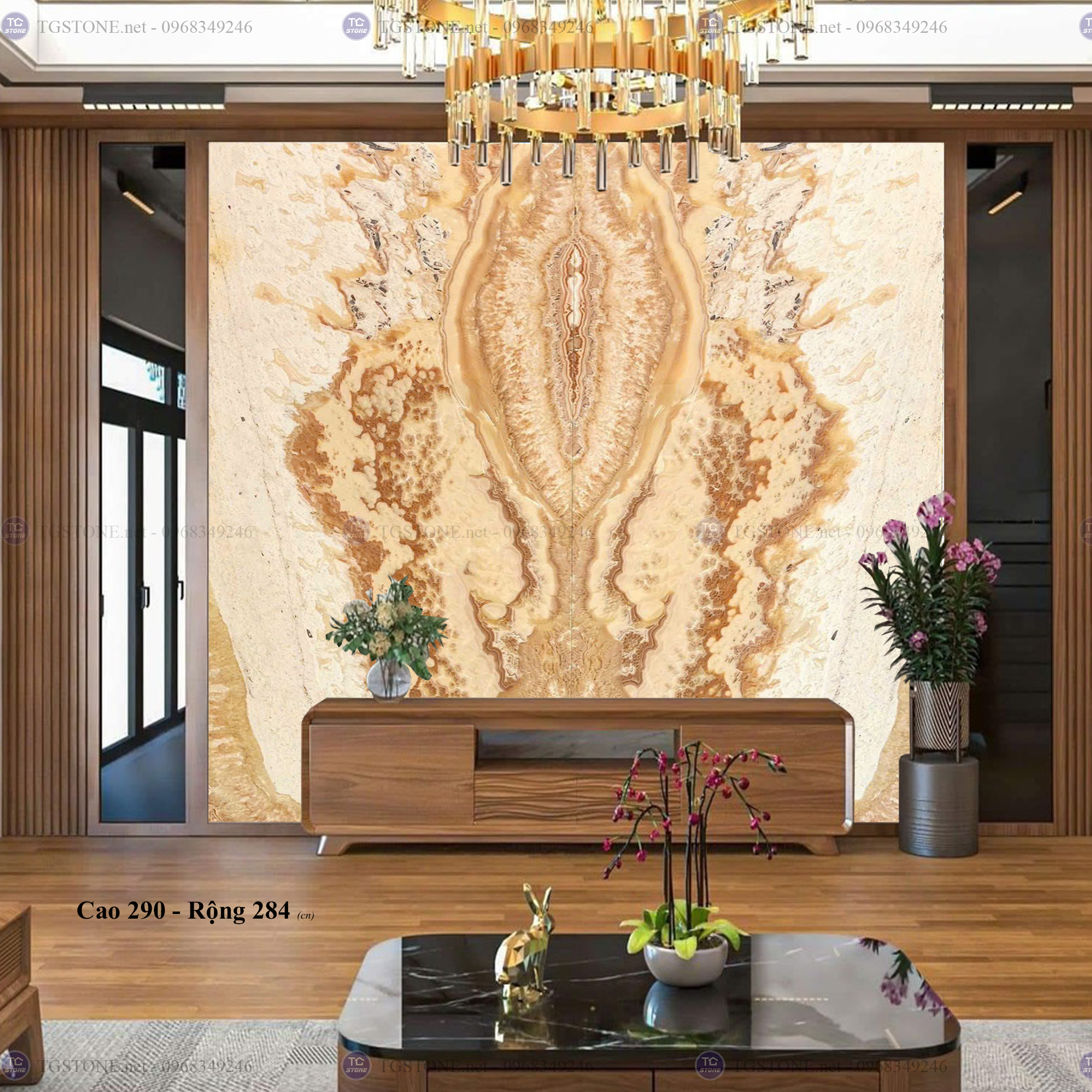 Tranh Đá Đối Xứng Tự Nhiên Xuyên Sáng Onyx 74