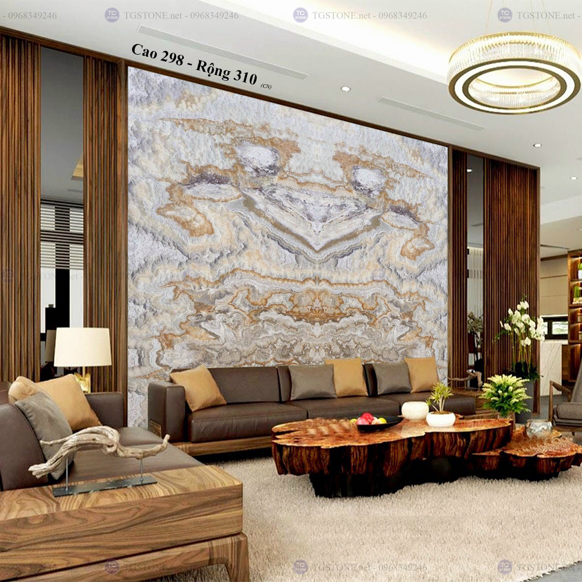 Tranh Đá Đối Xứng Tự Nhiên Xuyên Sáng Onyx 87
