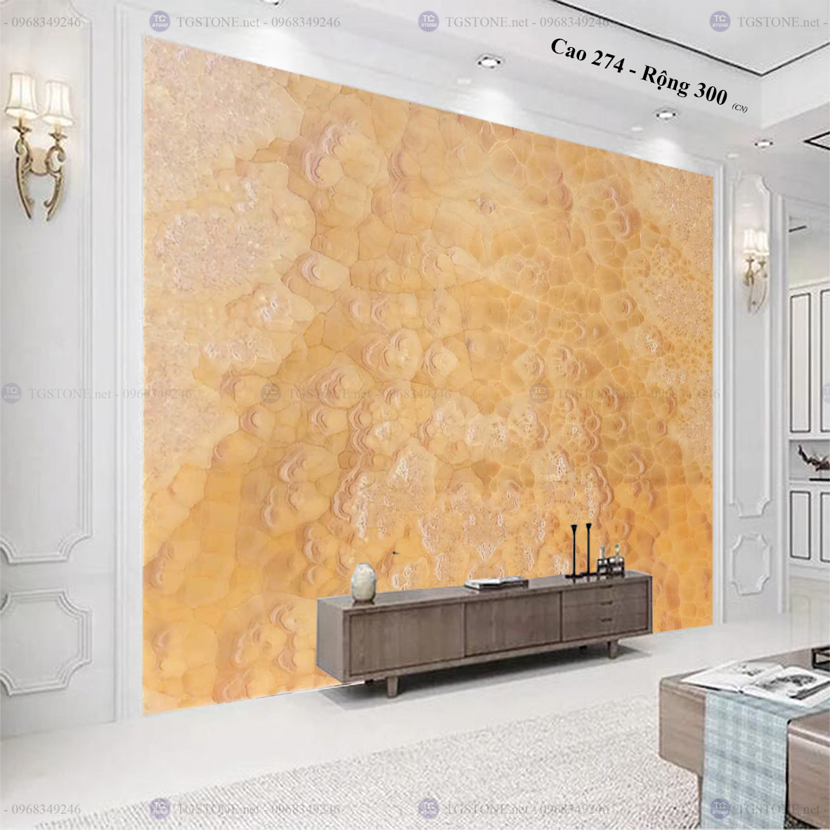 Tranh Đá Đối Xứng Tự Nhiên Xuyên Sáng Onyx 89
