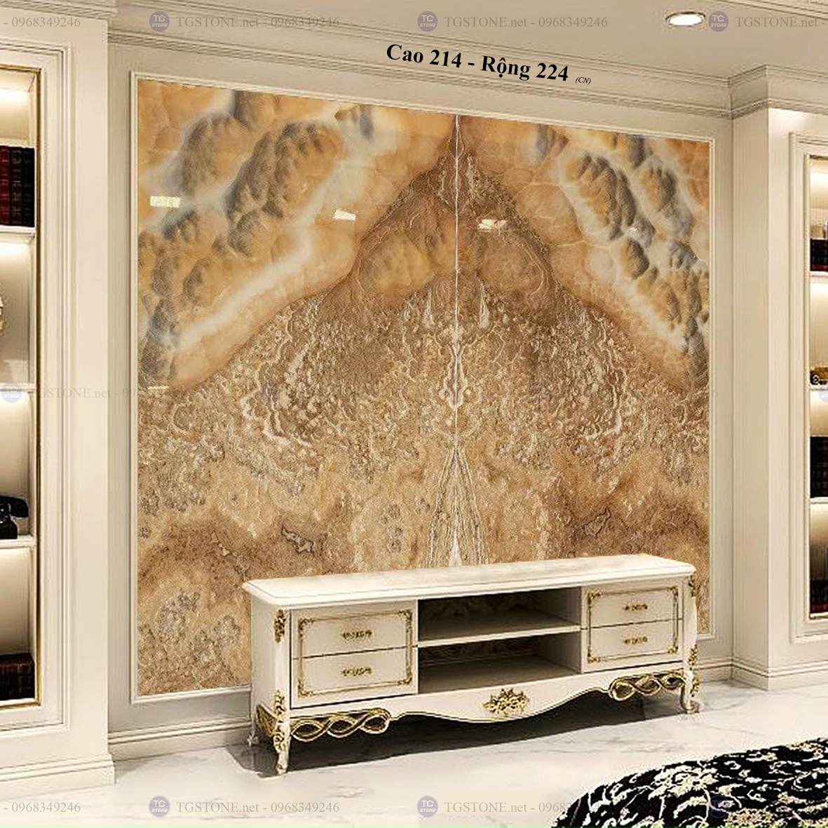 Tranh Đá Đối Xứng Tự Nhiên Xuyên Sáng Onyx 98
