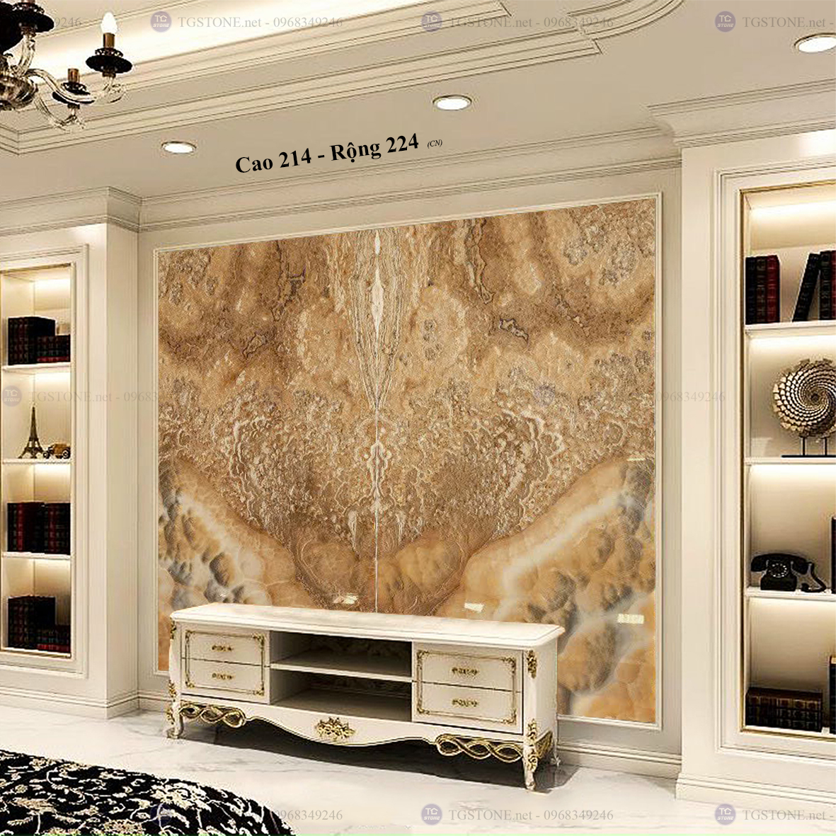Tranh Đá Đối Xứng Tự Nhiên Xuyên Sáng Onyx 99