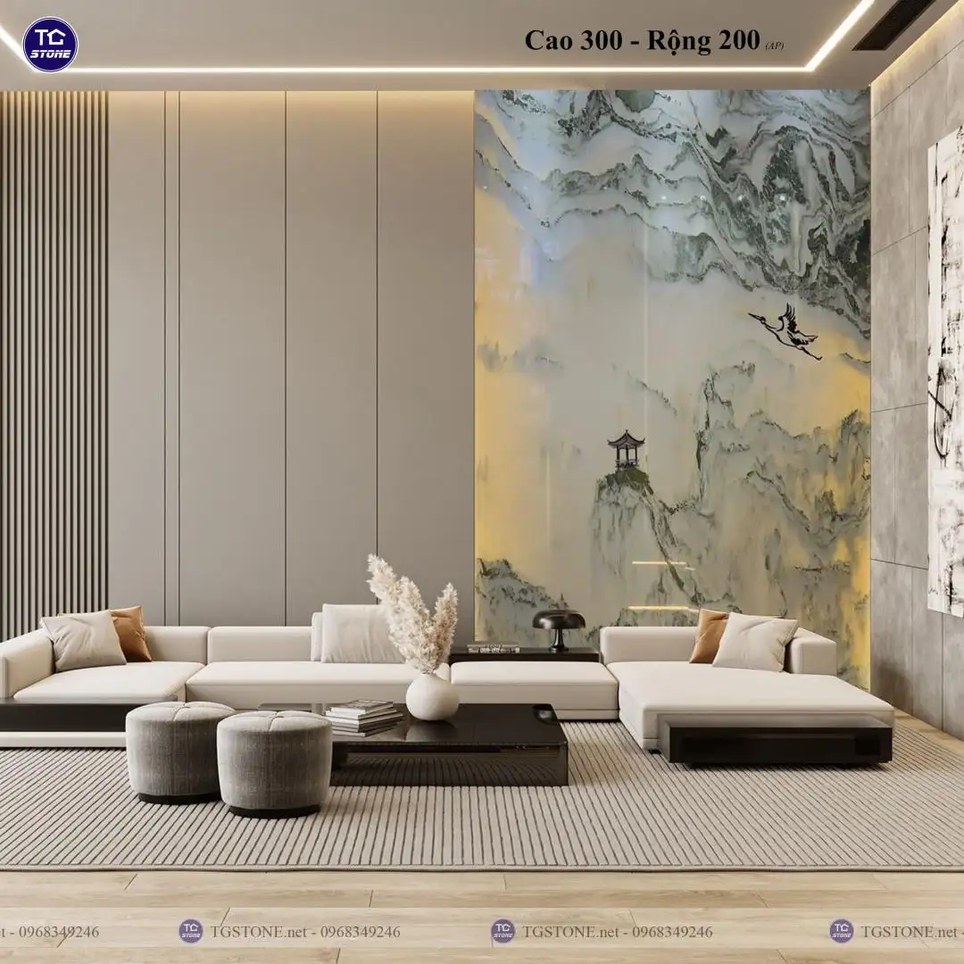TRANH ĐÁ TỰ NHIÊN SƠN THỦY XUYÊN SÁNG 64