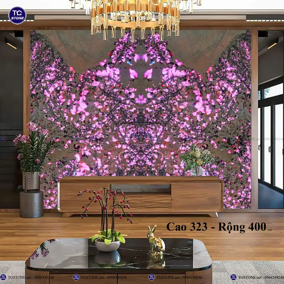 Tranh Đá Tự Nhiên Xuyên Sáng Hoa Mai Hoa Đào 26
