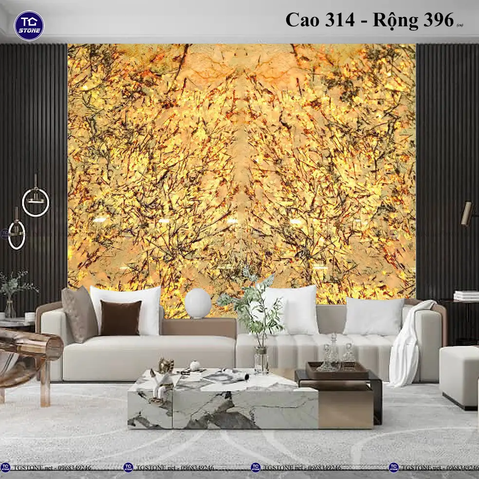 Tranh Đá Tự Nhiên Xuyên Sáng Hoa Mai Hoa Đào 45
